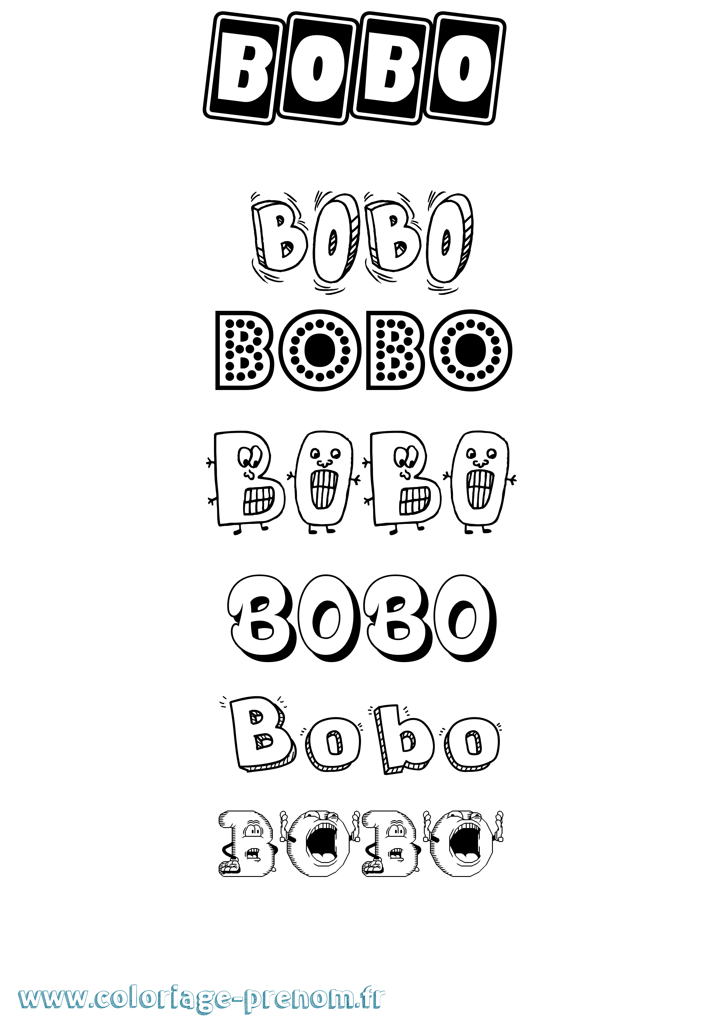 Coloriage prénom Bobo Fun