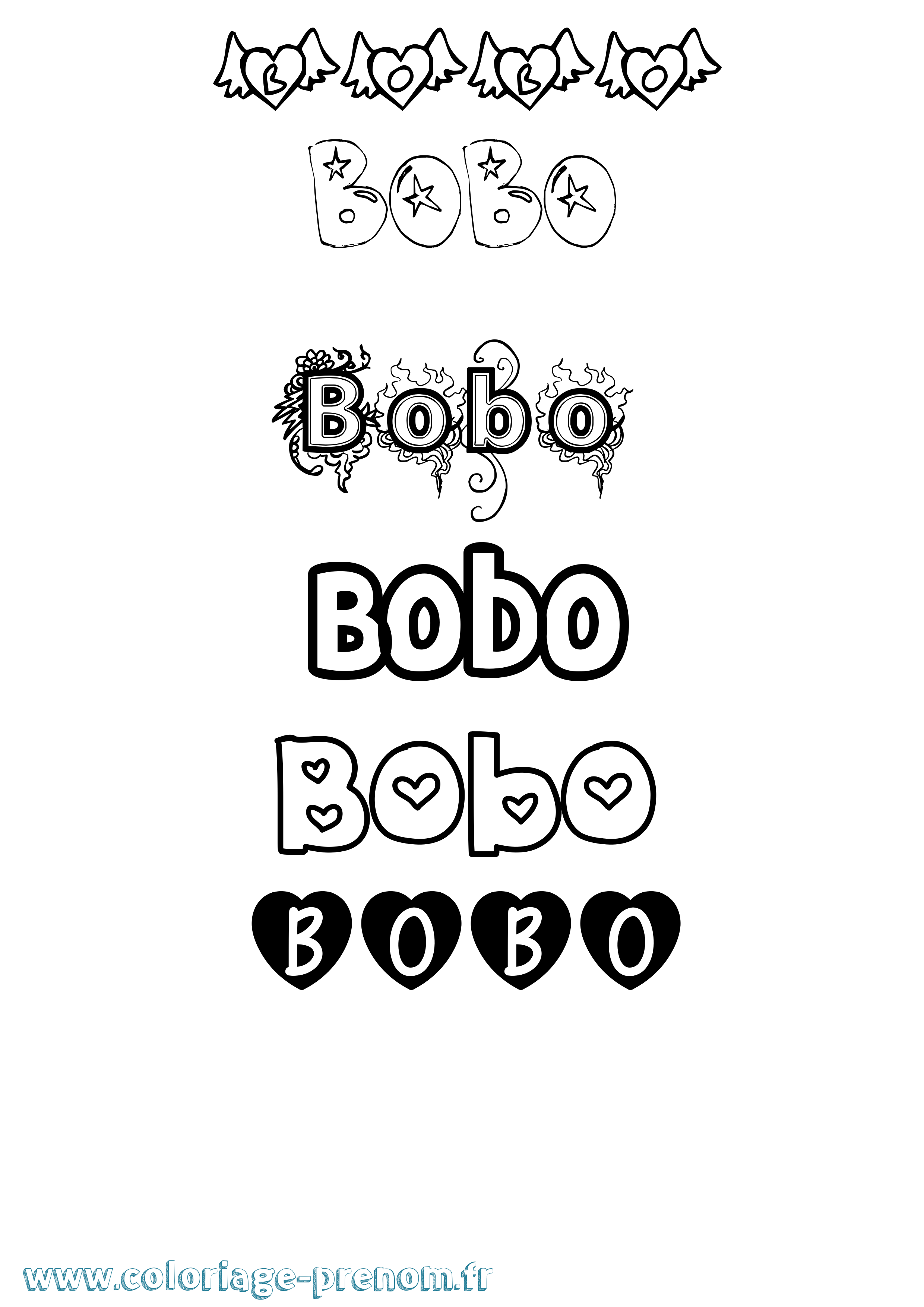 Coloriage prénom Bobo Girly