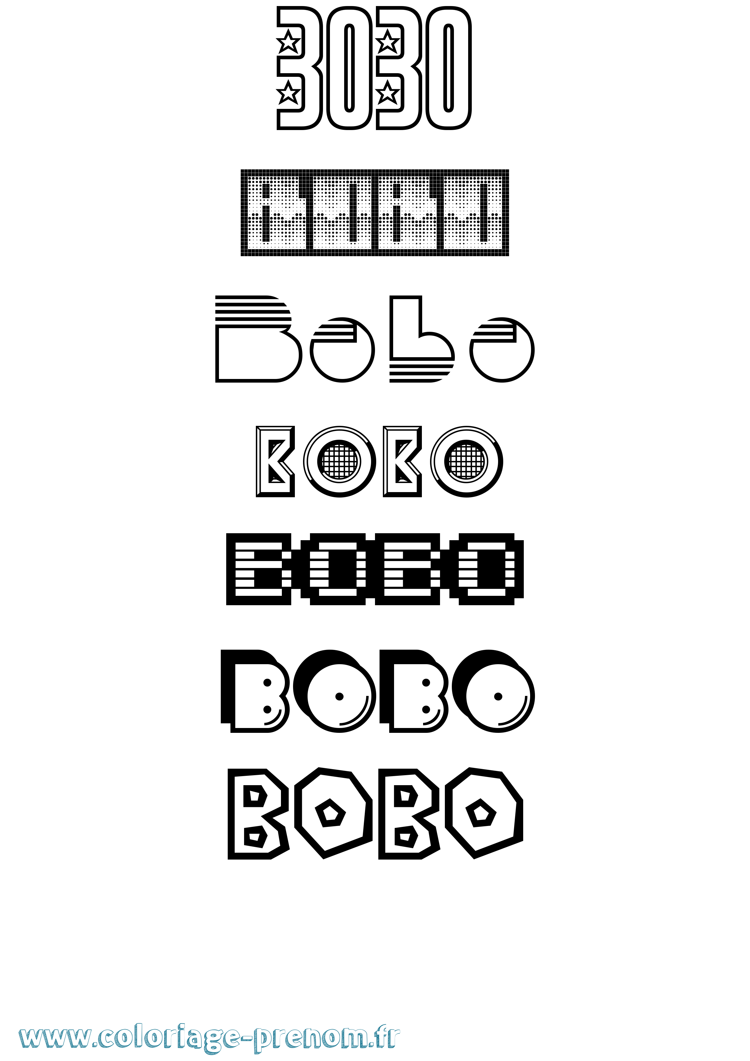Coloriage prénom Bobo Jeux Vidéos