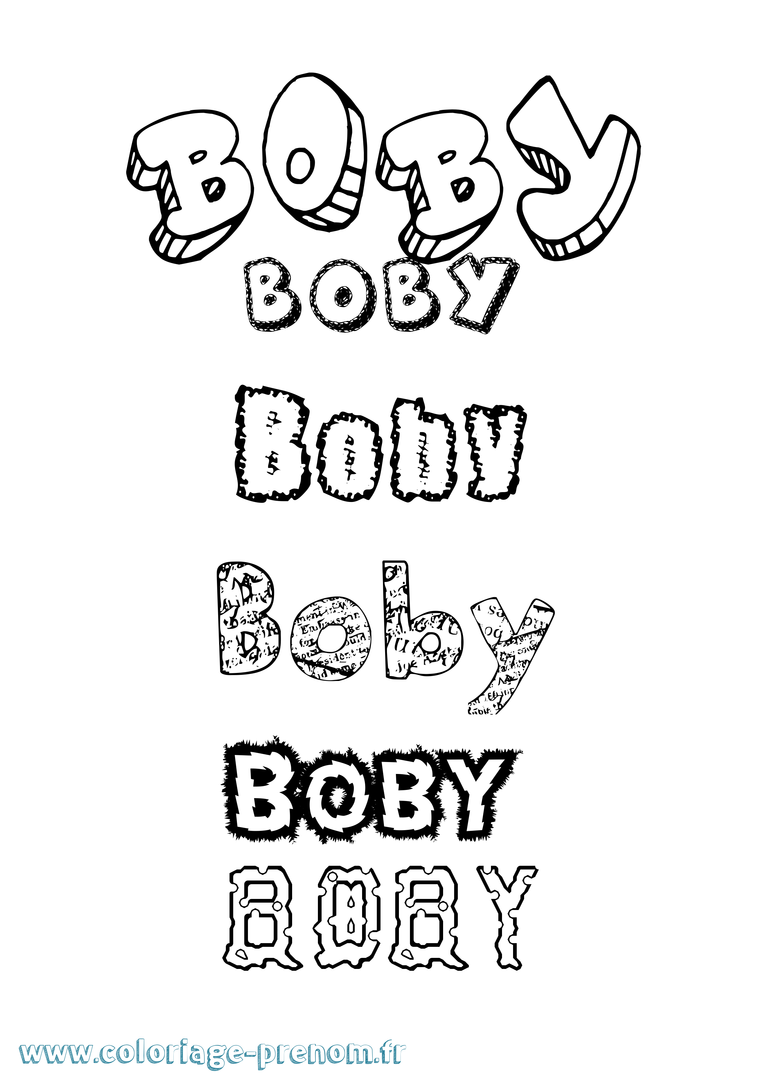 Coloriage prénom Boby Destructuré