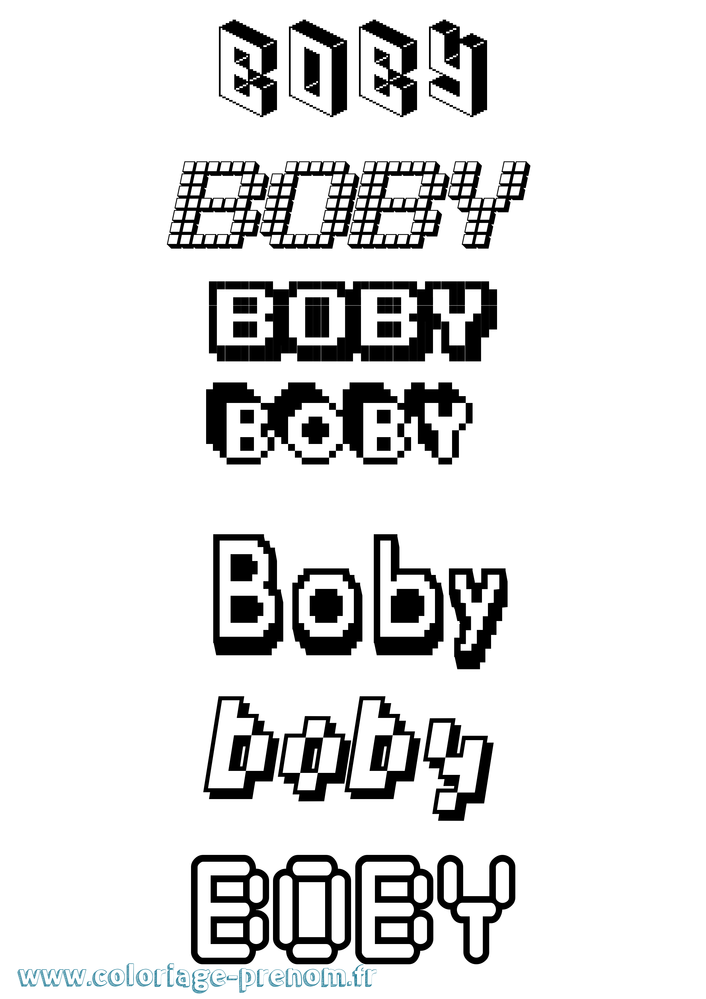 Coloriage prénom Boby Pixel