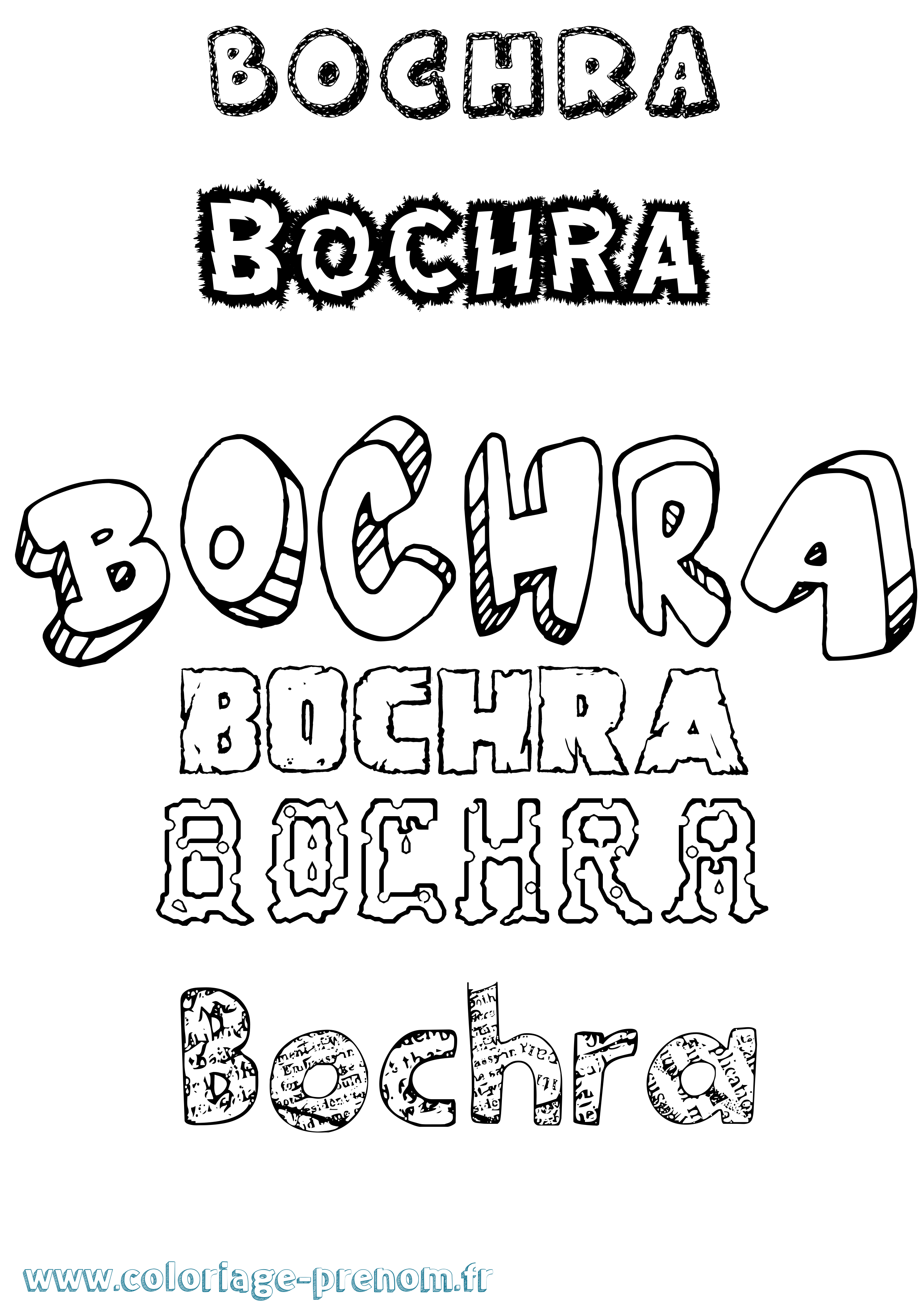 Coloriage prénom Bochra Destructuré