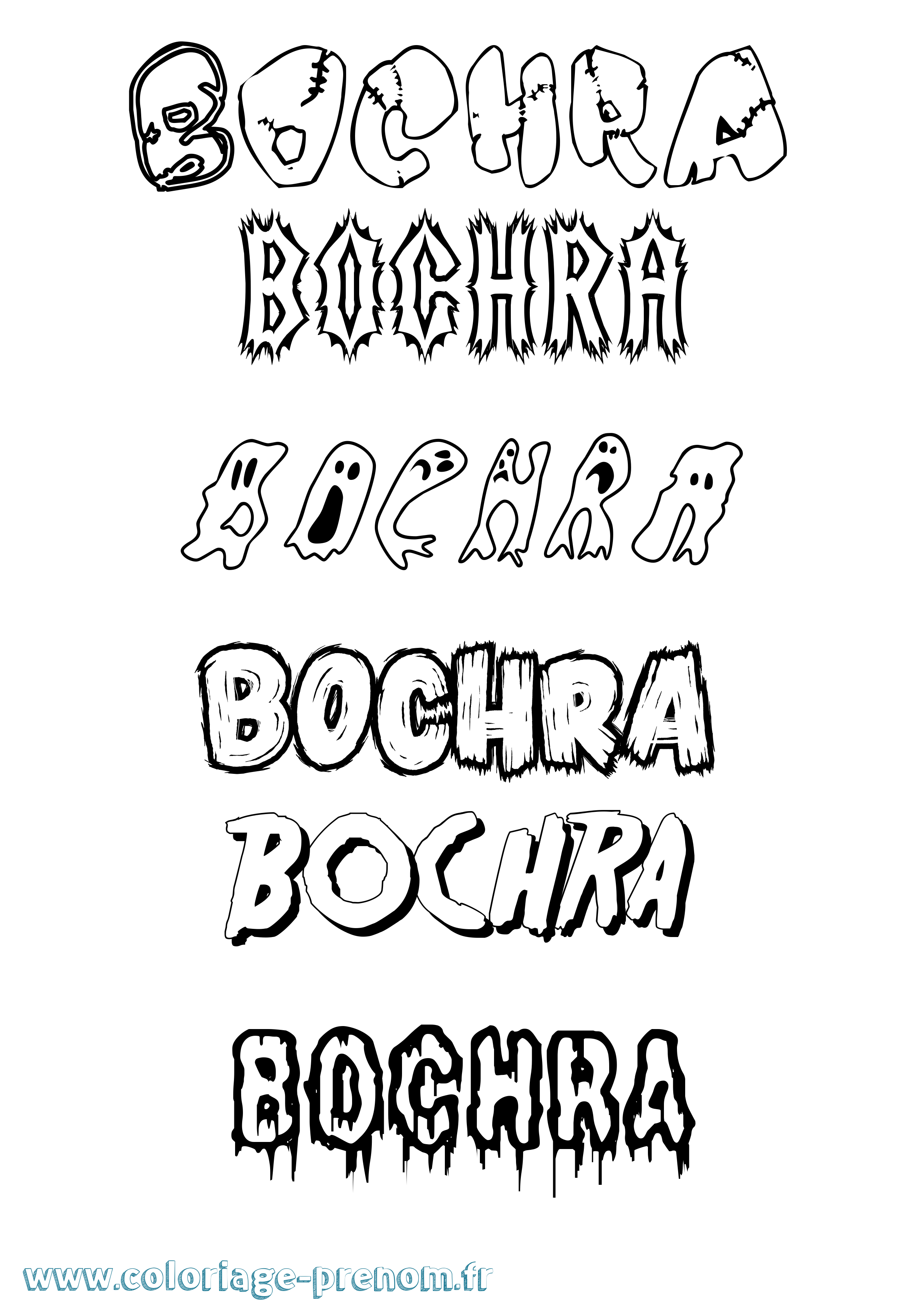 Coloriage prénom Bochra Frisson