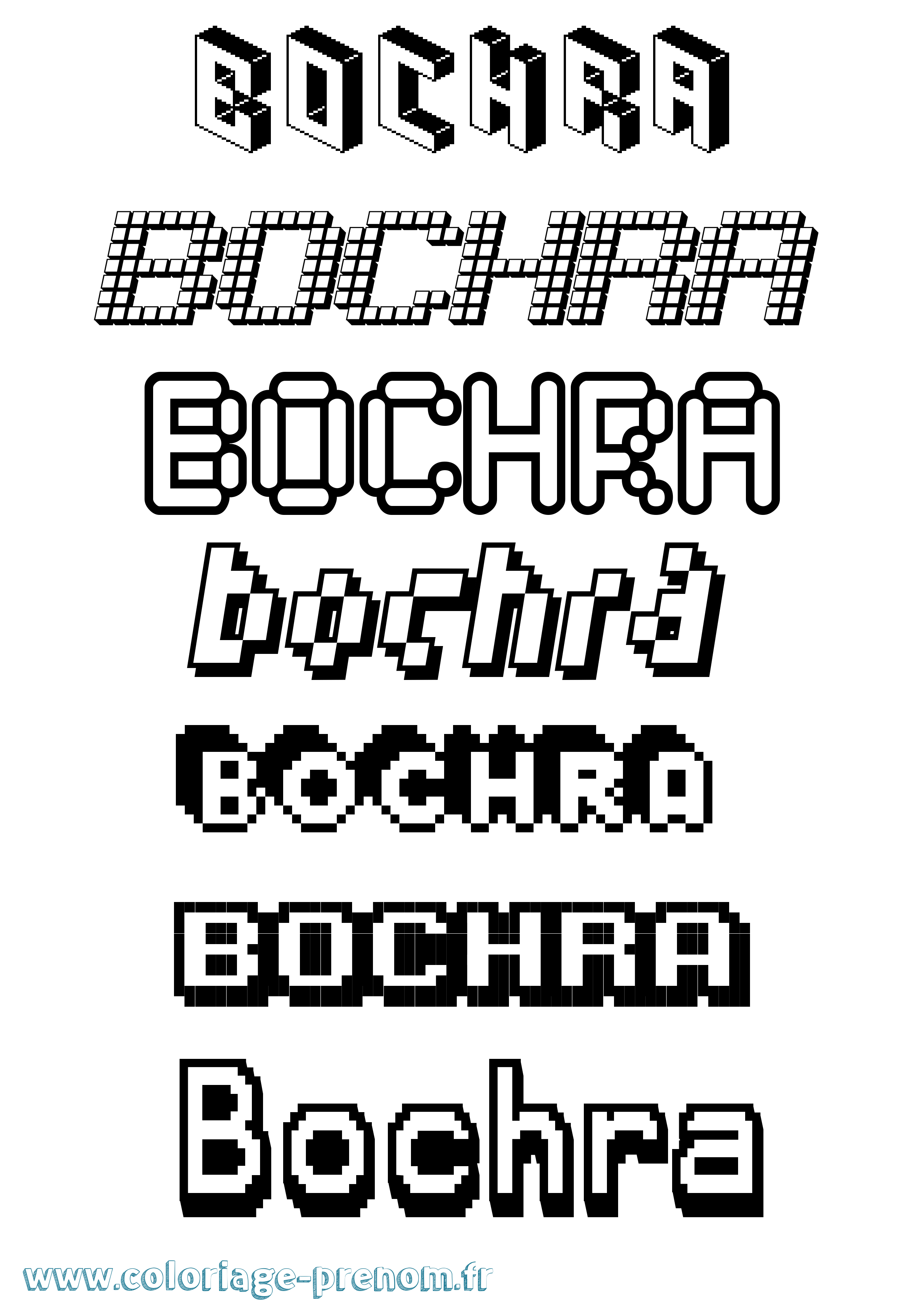 Coloriage prénom Bochra Pixel