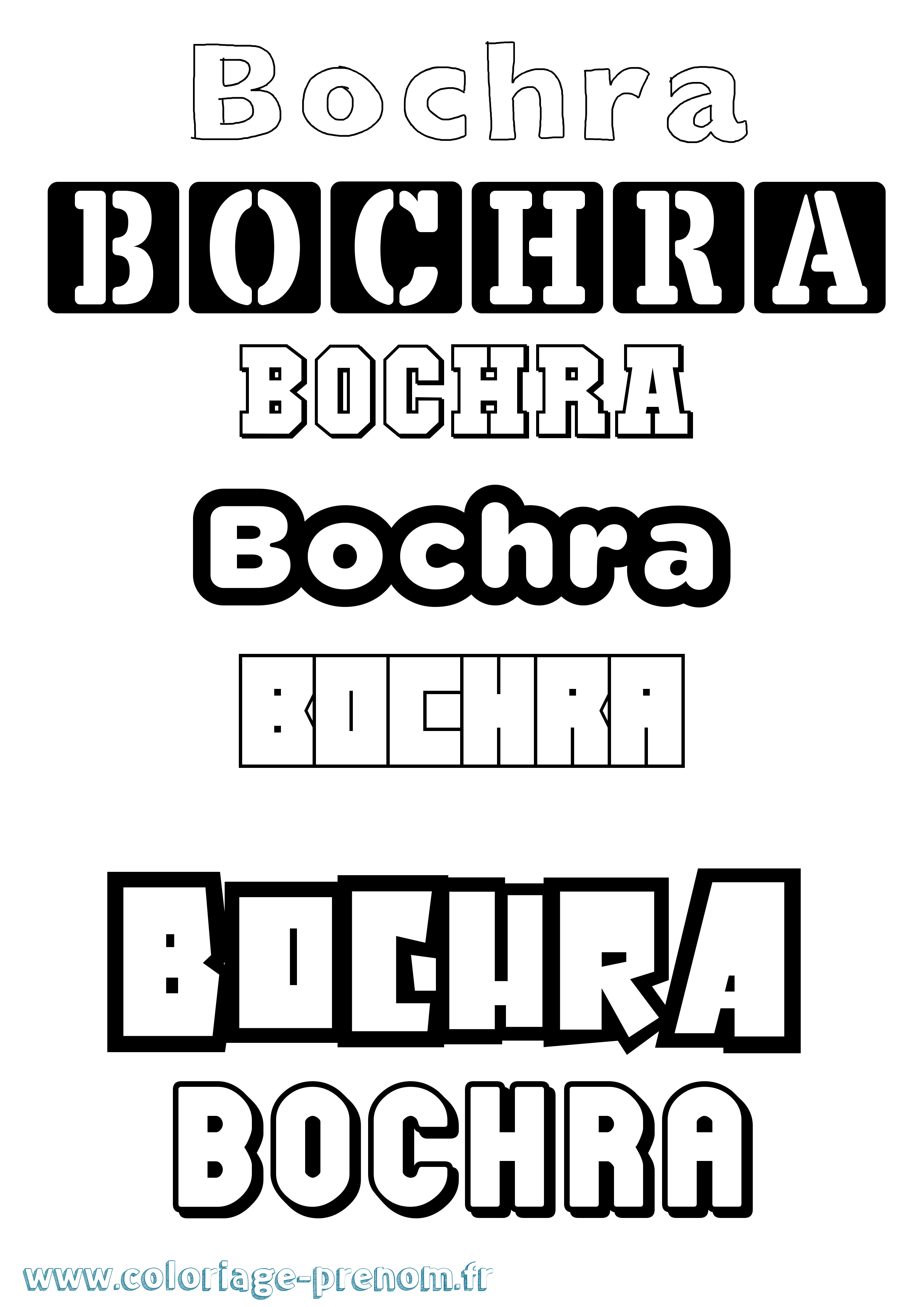 Coloriage prénom Bochra Simple