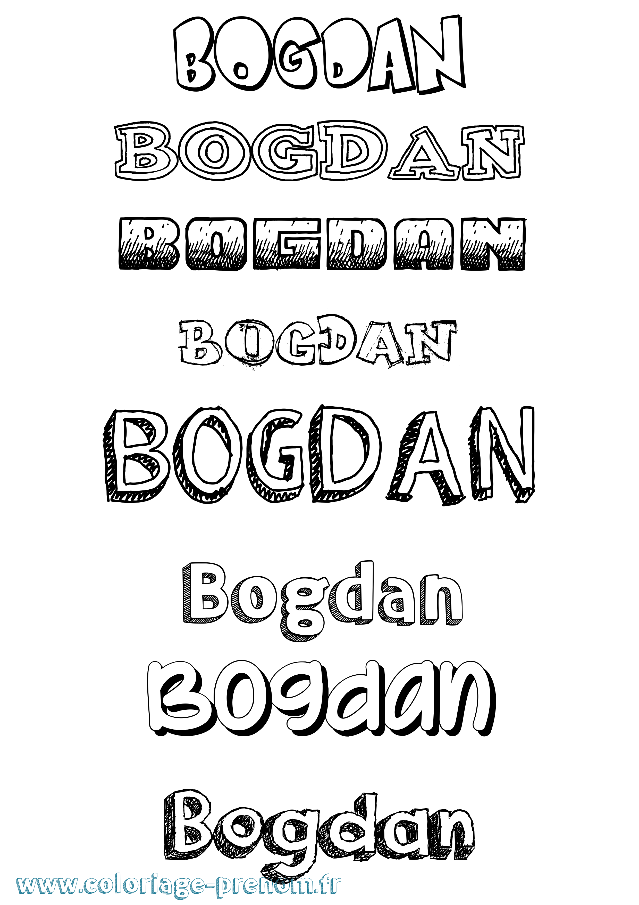 Coloriage prénom Bogdan Dessiné