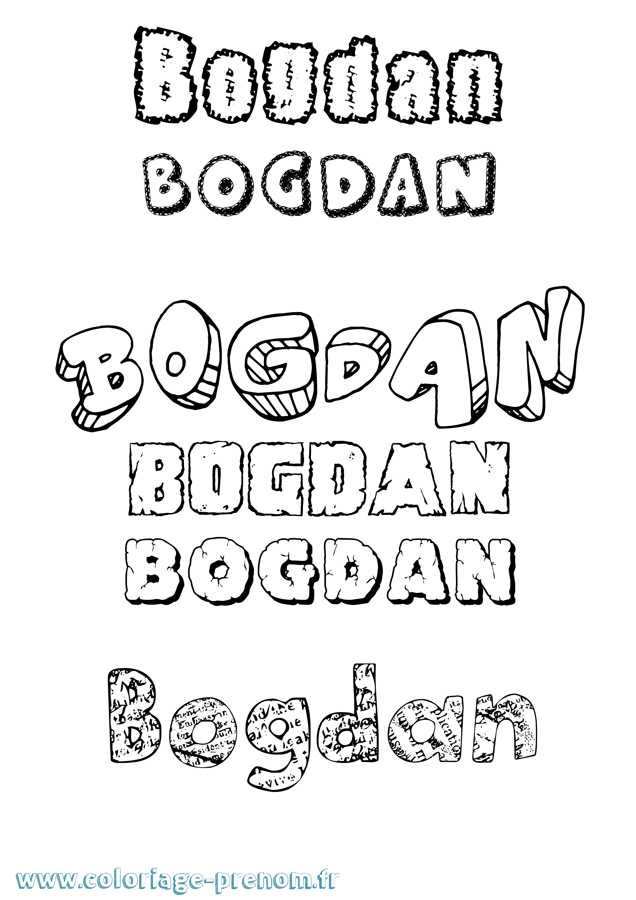 Coloriage prénom Bogdan Destructuré