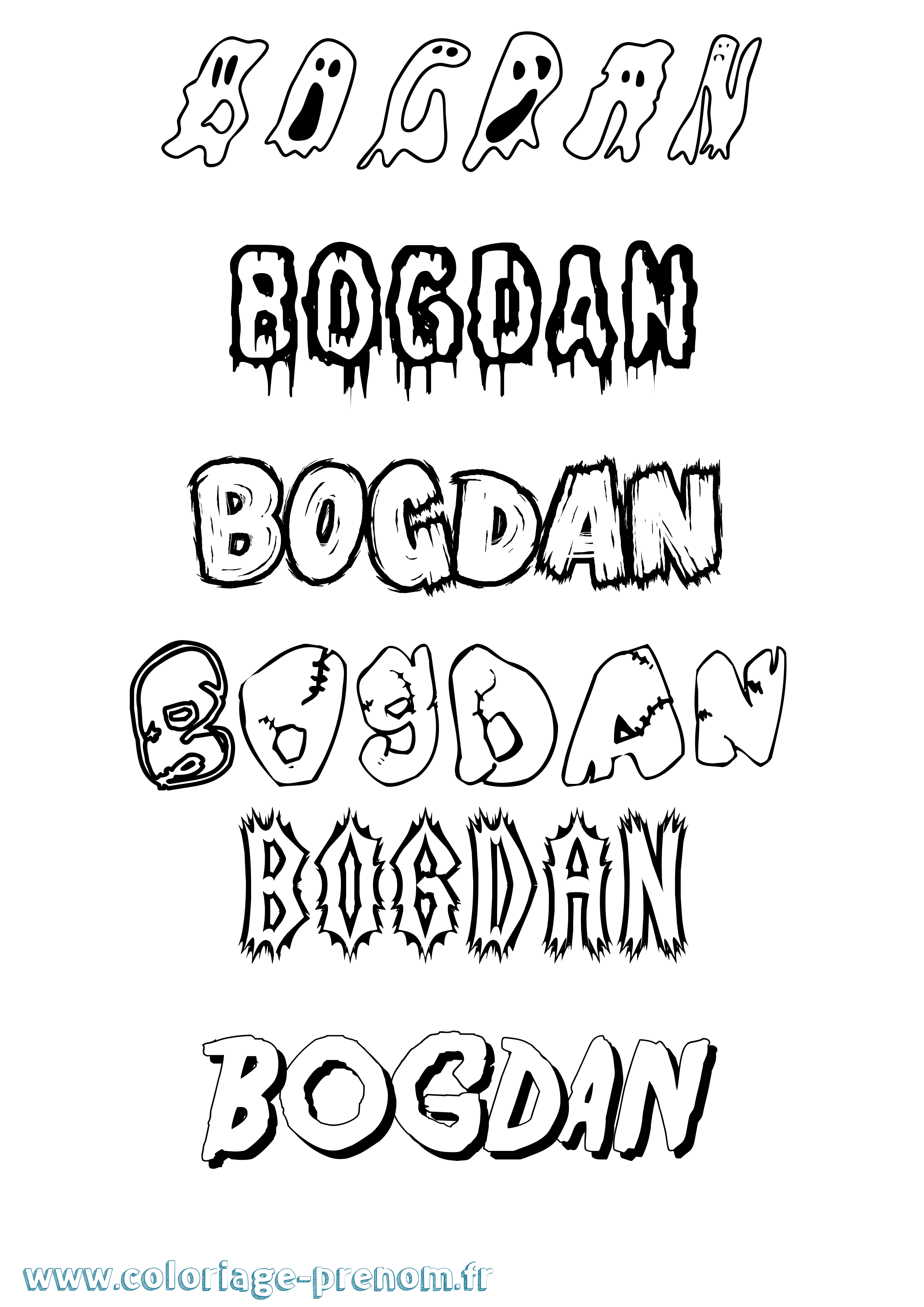 Coloriage prénom Bogdan Frisson