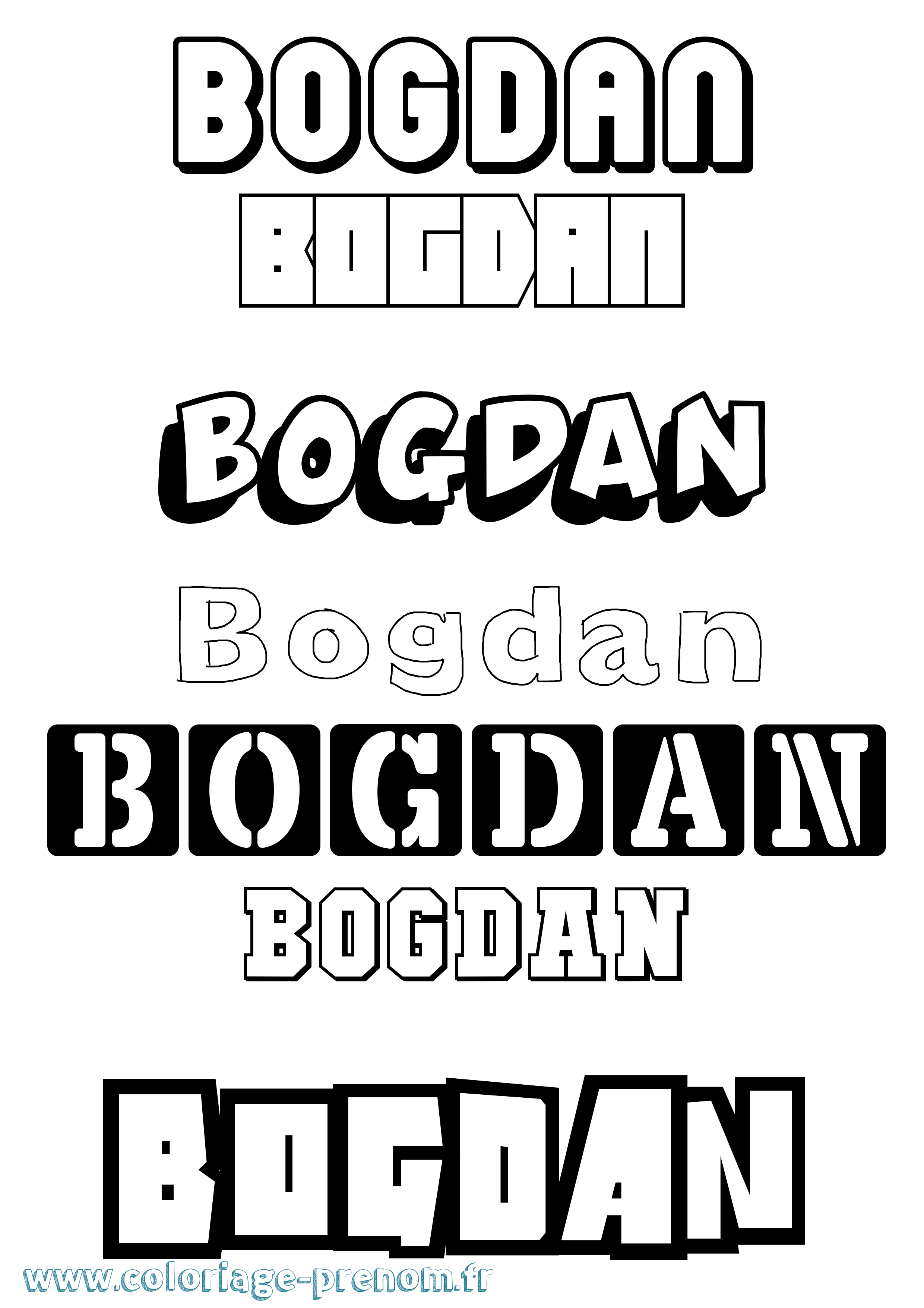 Coloriage prénom Bogdan Simple