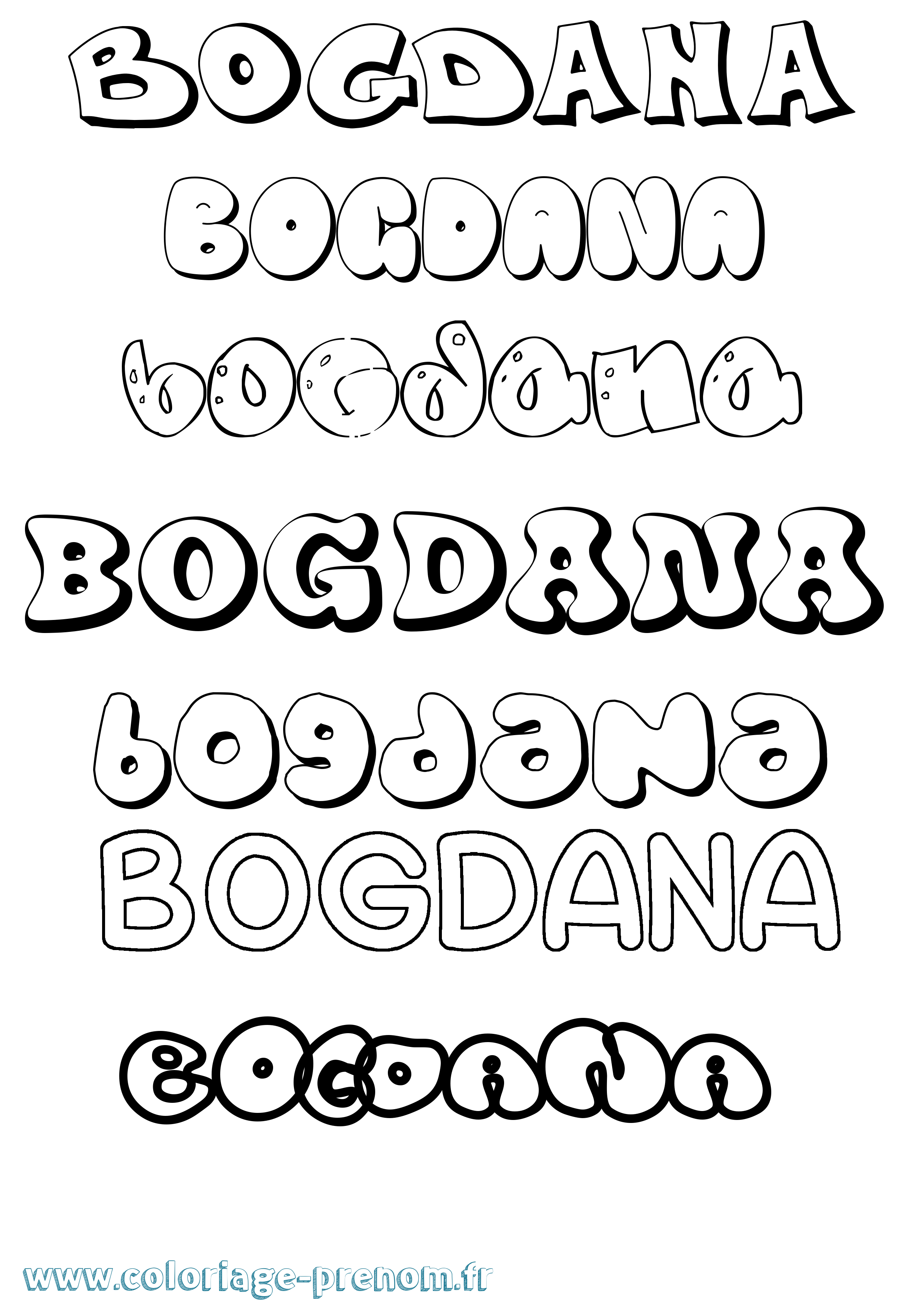 Coloriage Bogdana Bubble Coloriage prénom Bogdana Bubble