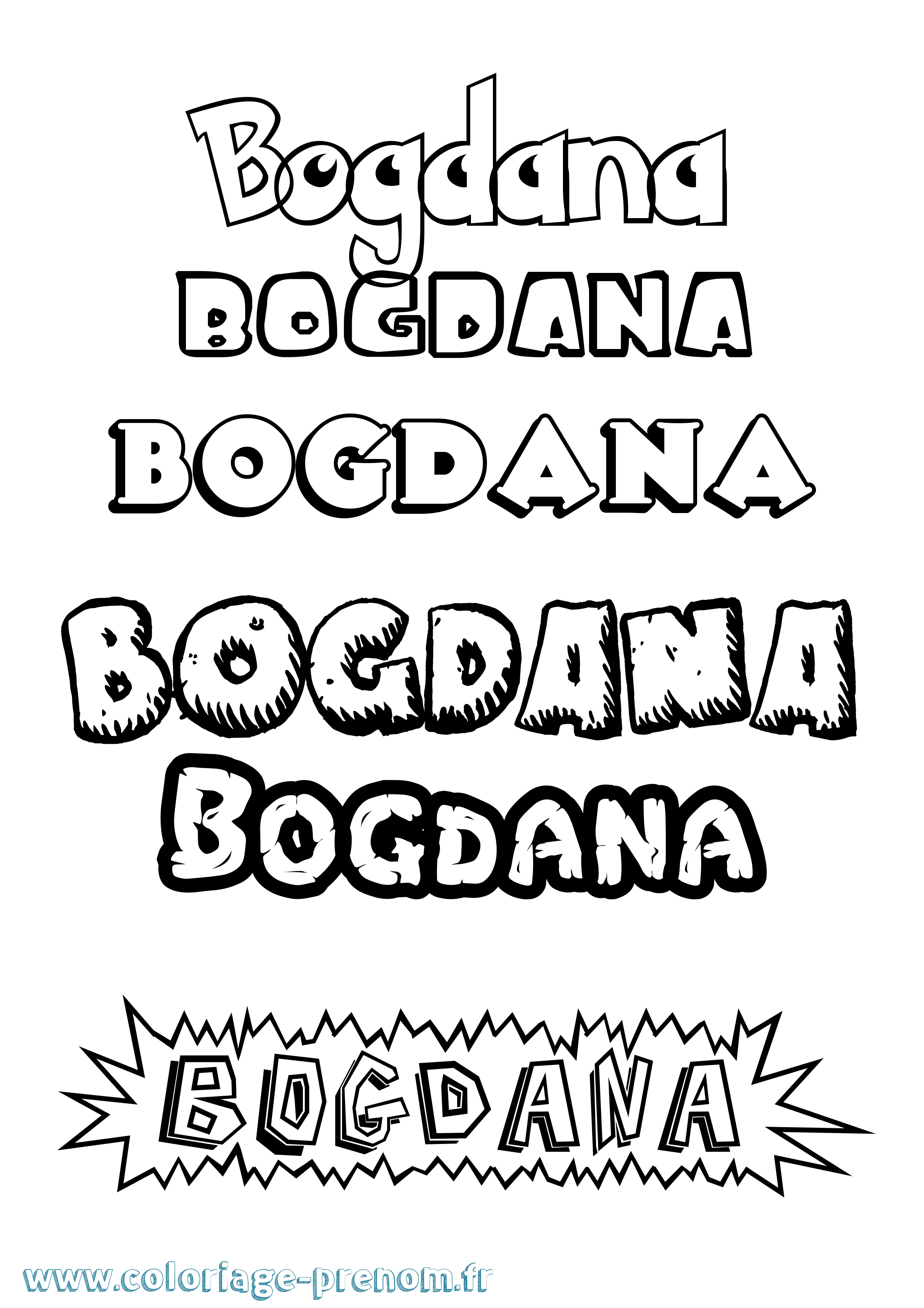 Coloriage Bogdana Dessin Animé Coloriage prénom Bogdana Dessin Animé