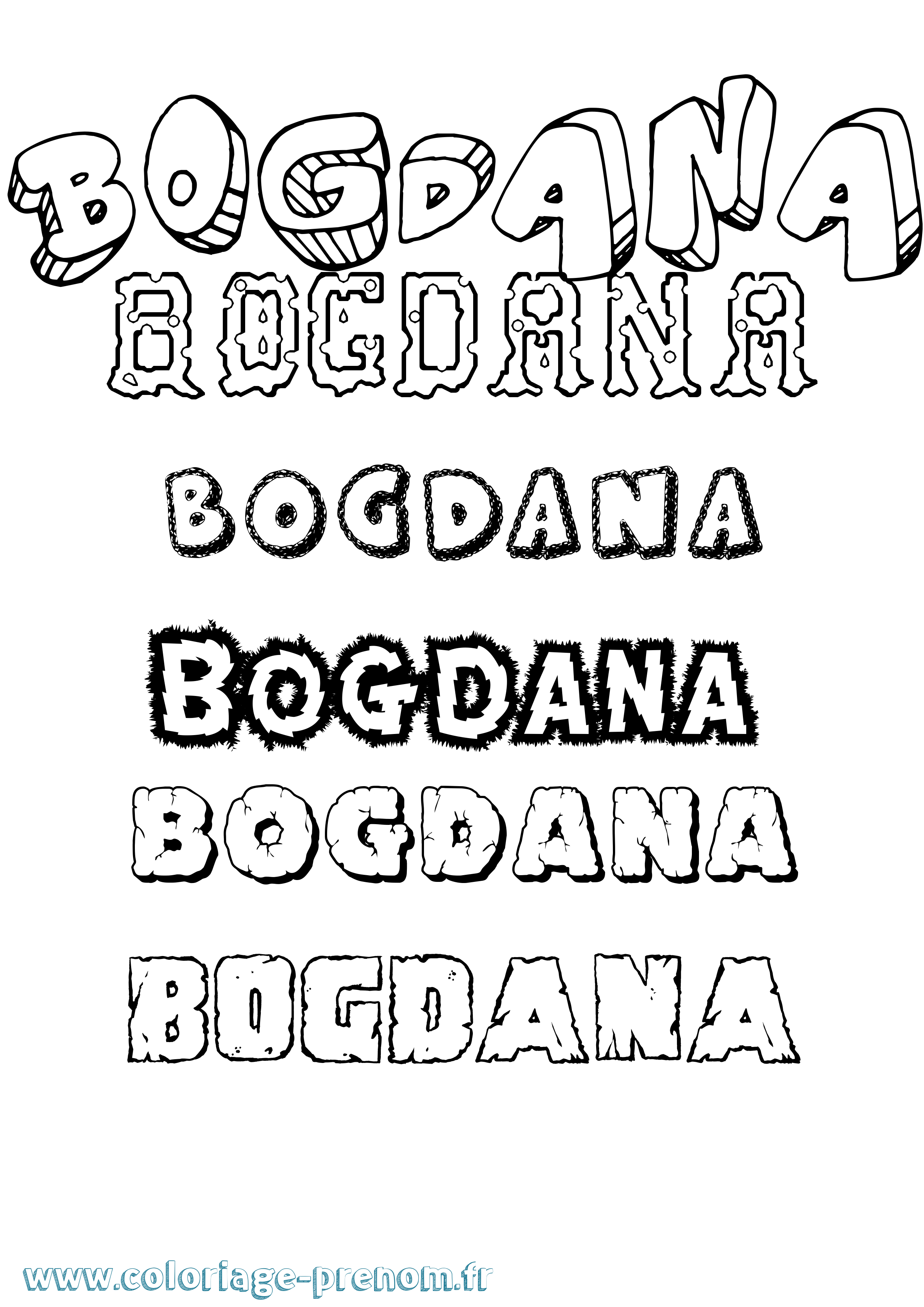 Coloriage Bogdana Destructuré Coloriage prénom Bogdana Destructuré