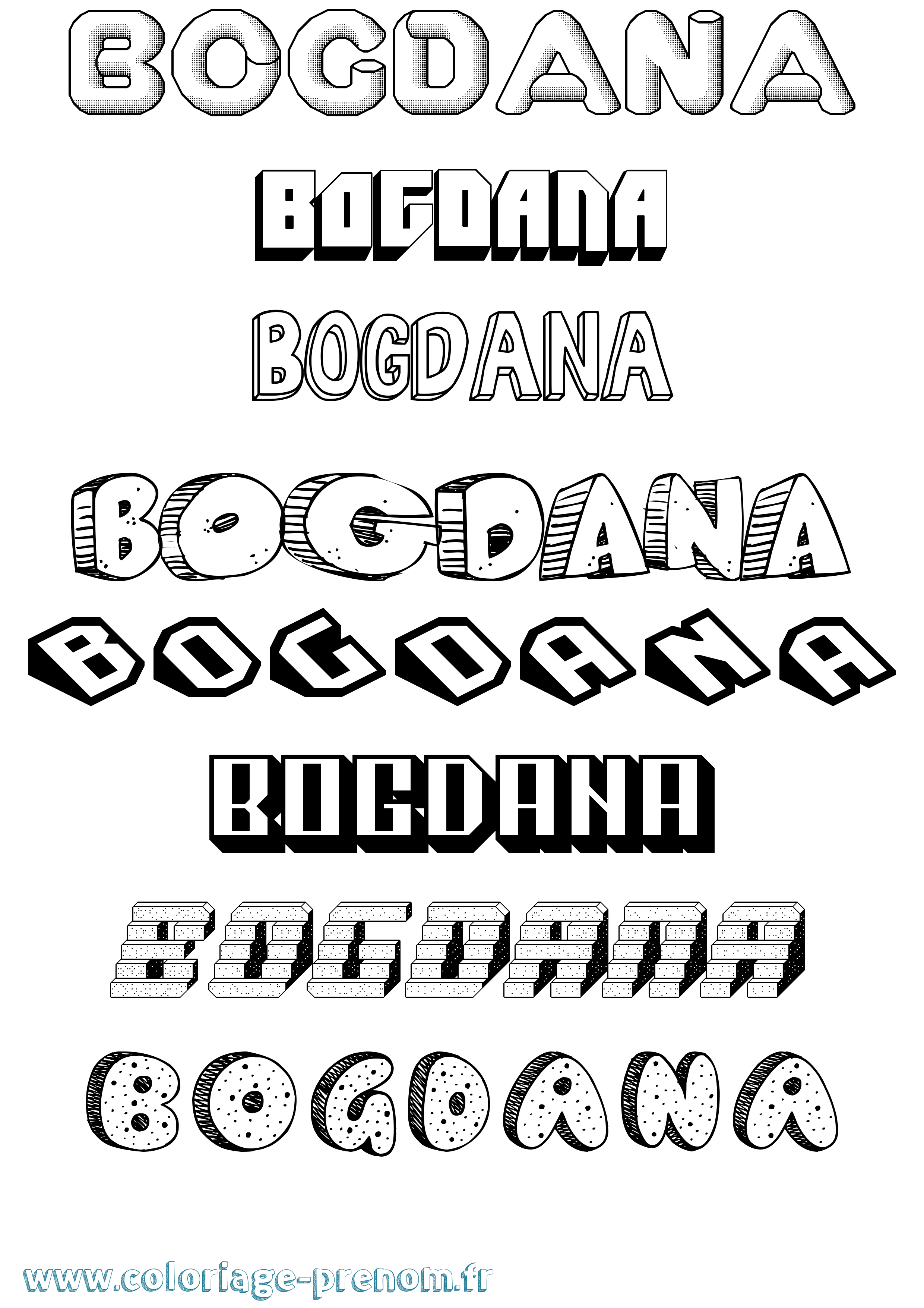 Coloriage Bogdana Effet 3D Coloriage prénom Bogdana Effet 3D