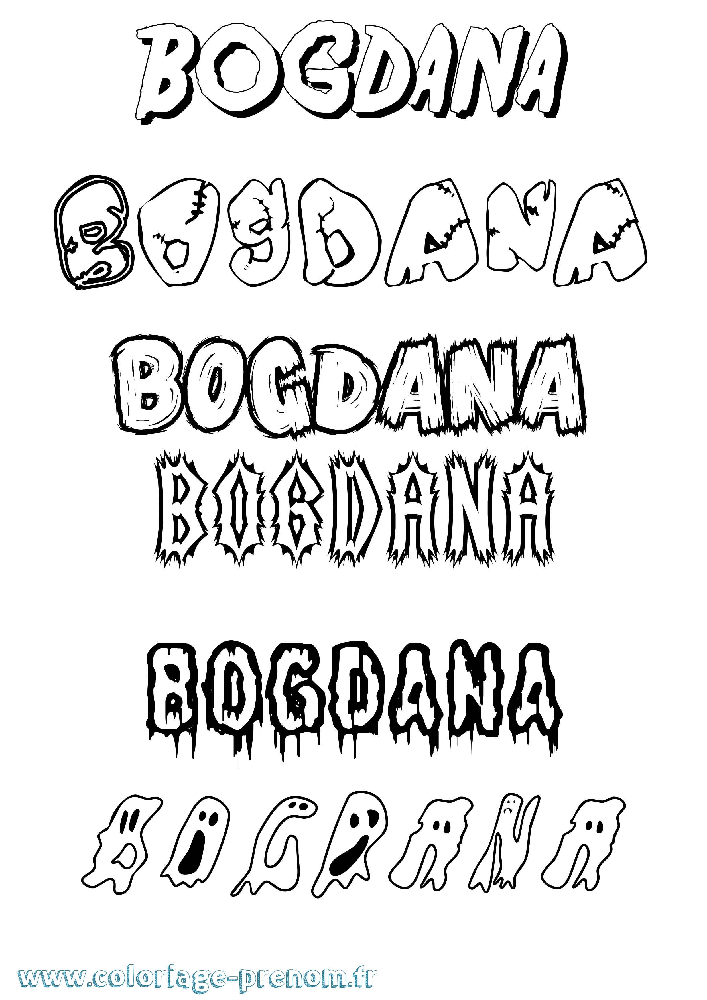 Coloriage Bogdana Frisson Coloriage prénom Bogdana Frisson