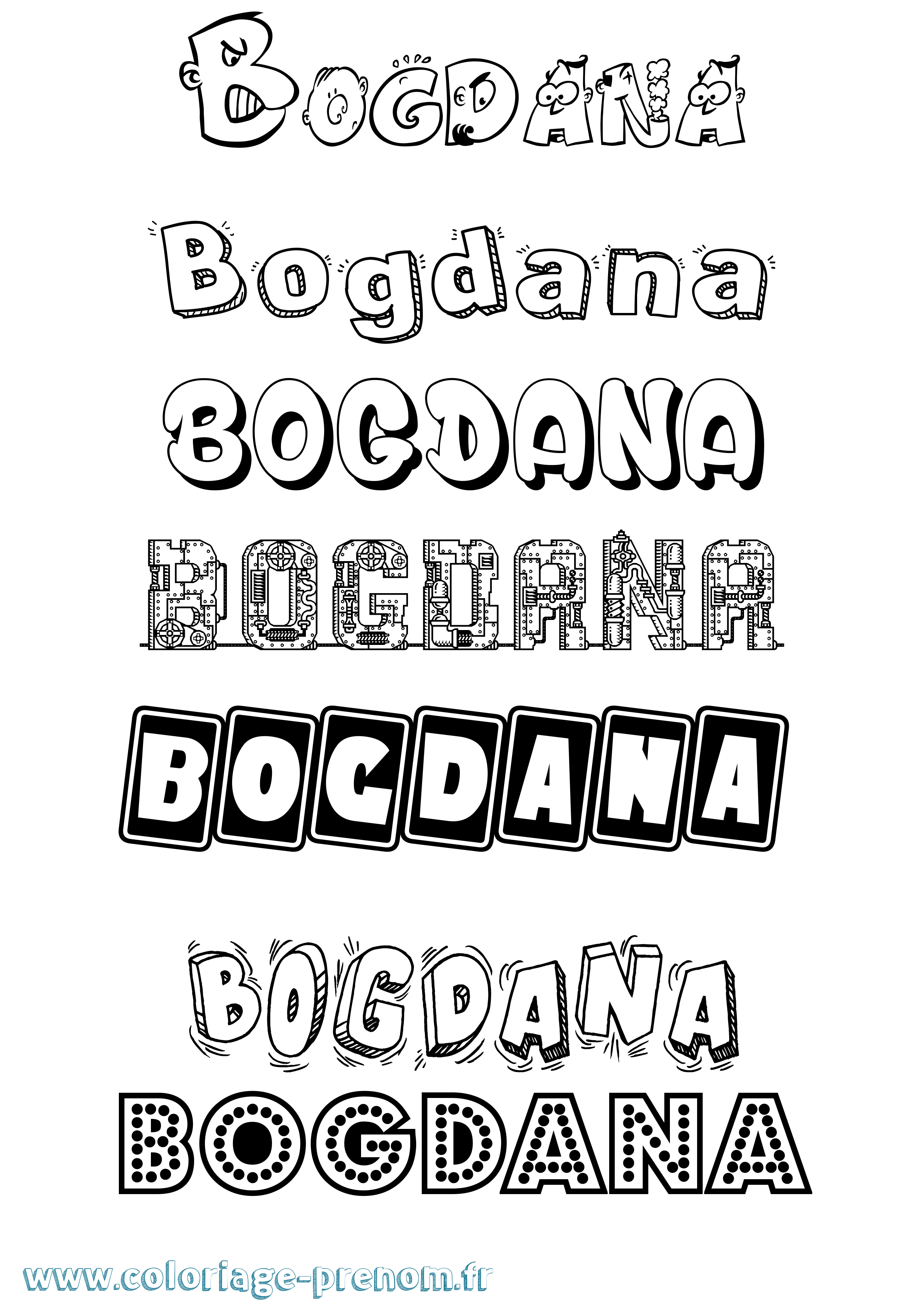 Coloriage Bogdana Fun Coloriage prénom Bogdana Fun