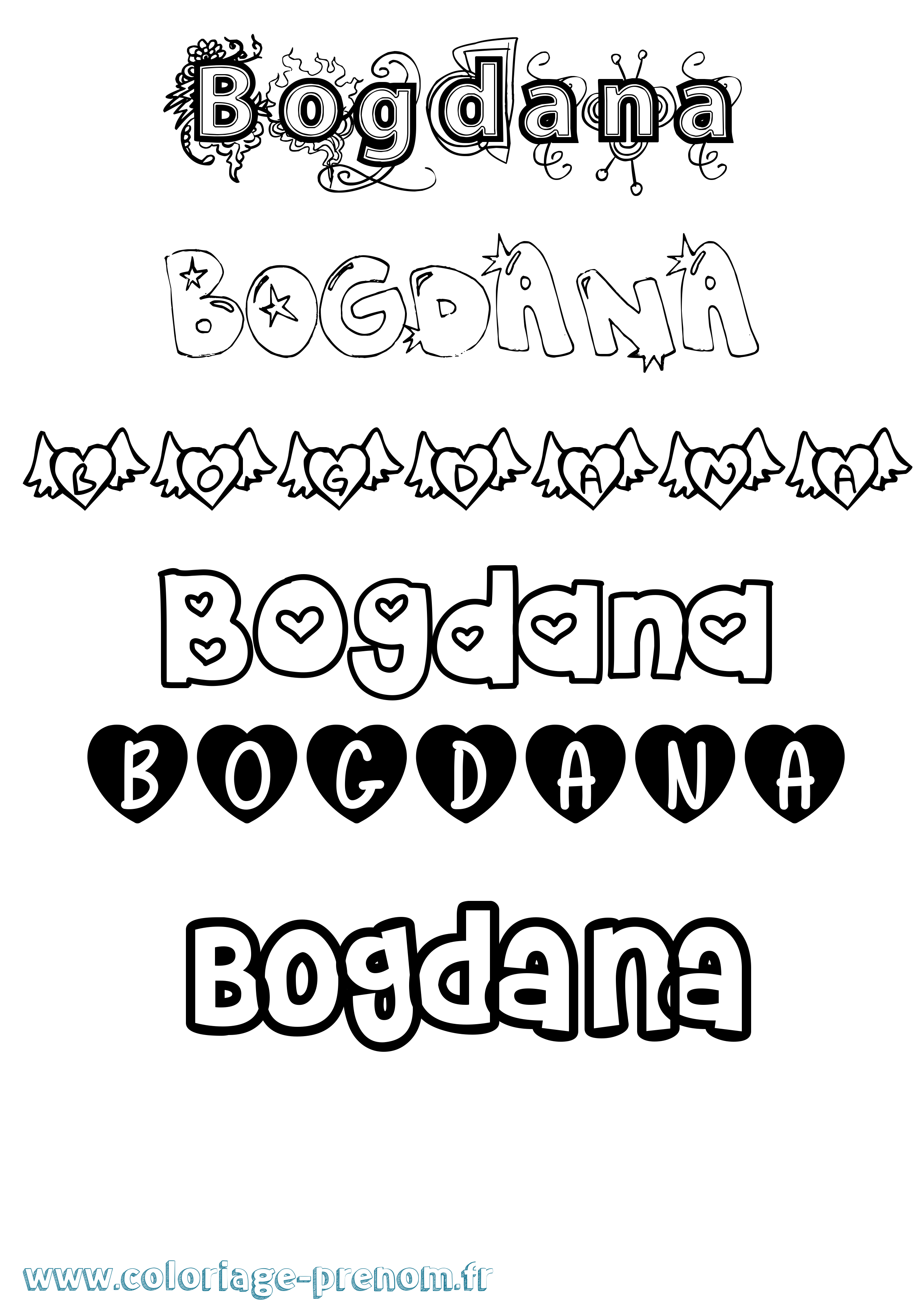 Coloriage Bogdana Girly Coloriage prénom Bogdana Girly