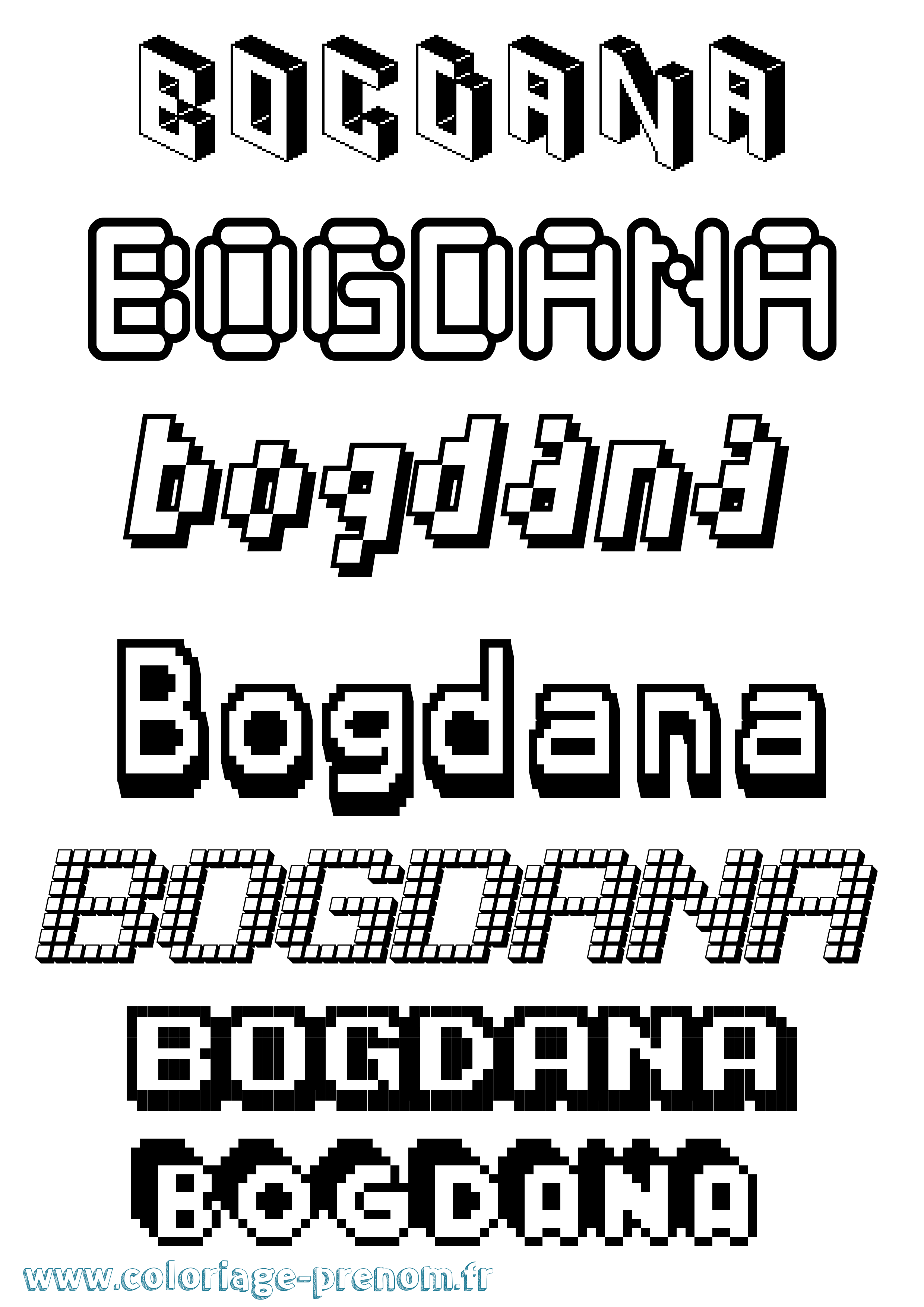Coloriage Bogdana Pixel Coloriage prénom Bogdana Pixel