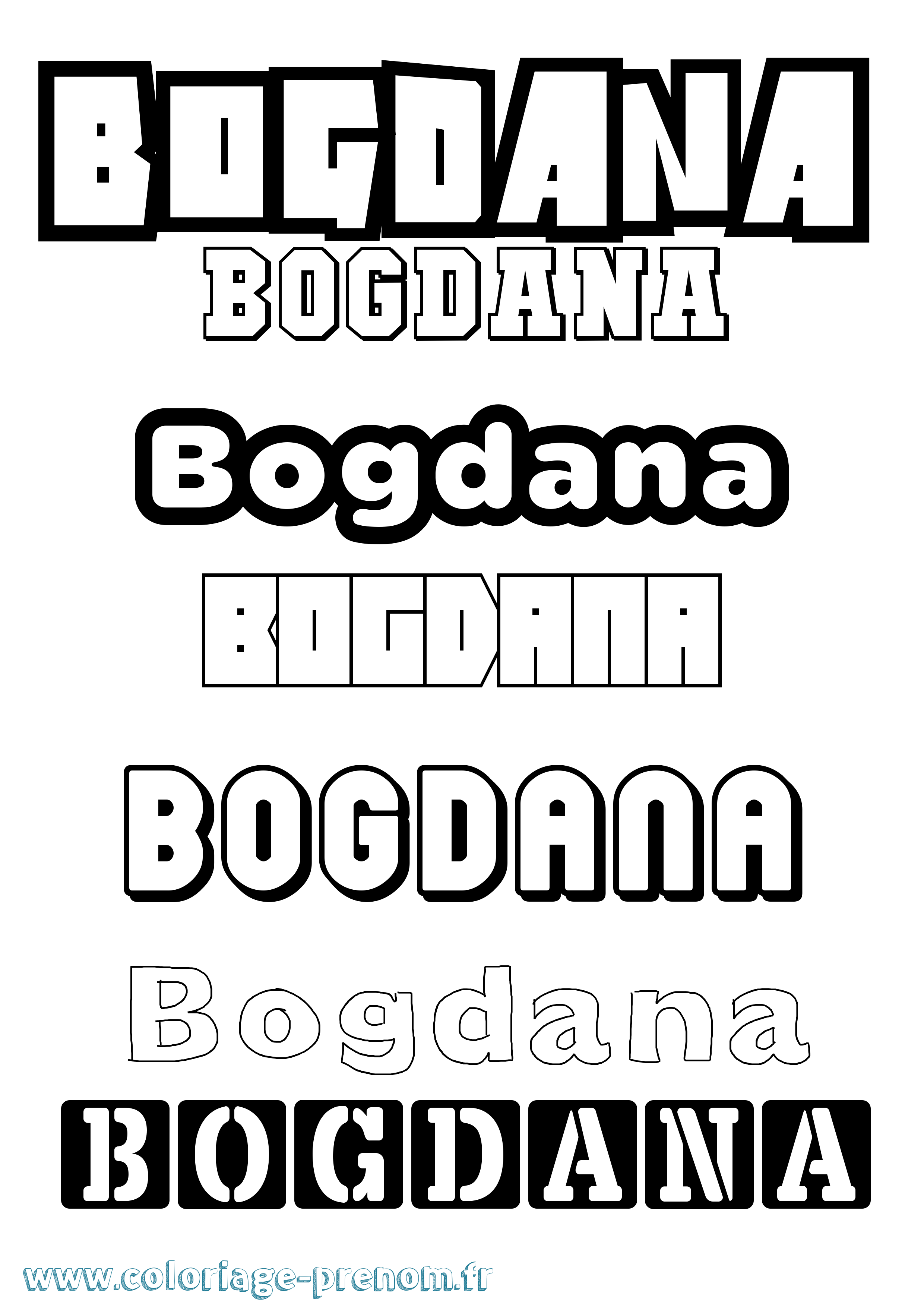 Coloriage Bogdana Simple Coloriage prénom Bogdana Simple
