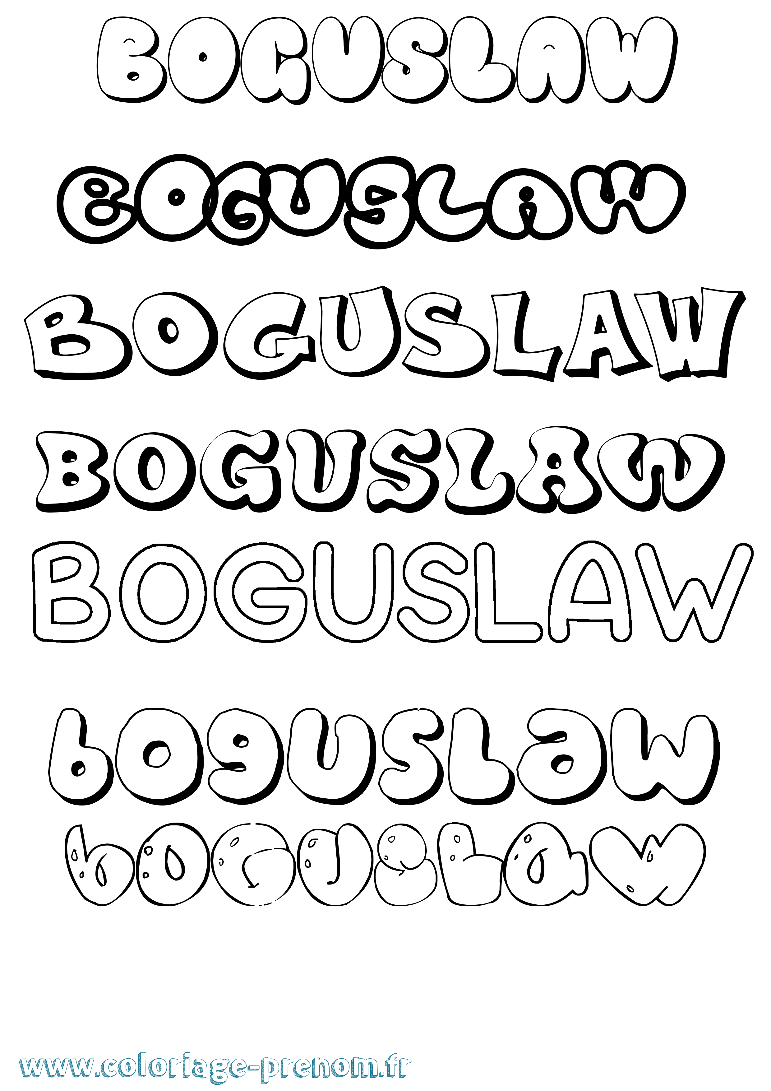 Coloriage prénom Boguslaw Bubble