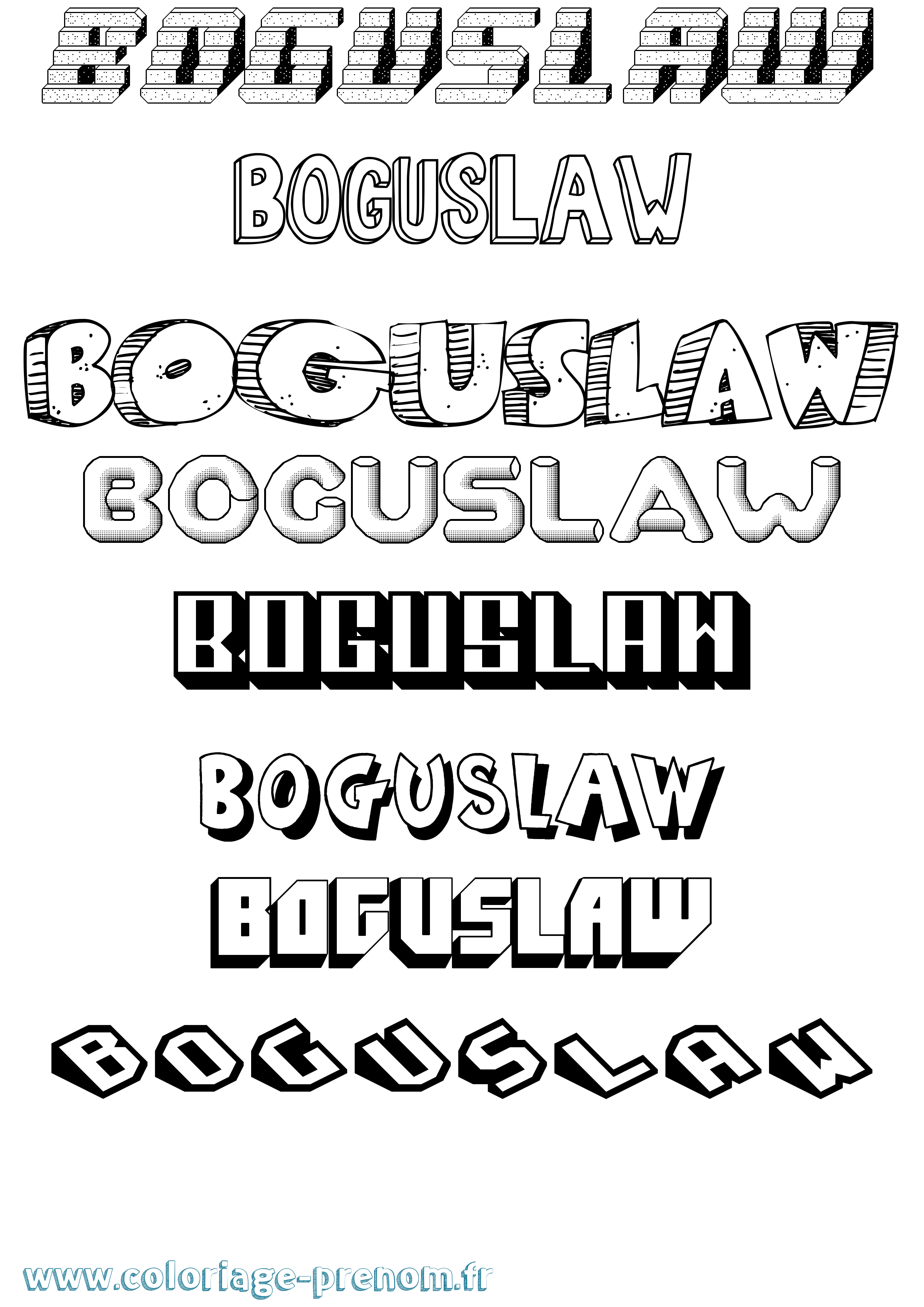 Coloriage Boguslaw Effet 3D Coloriage prénom Boguslaw Effet 3D
