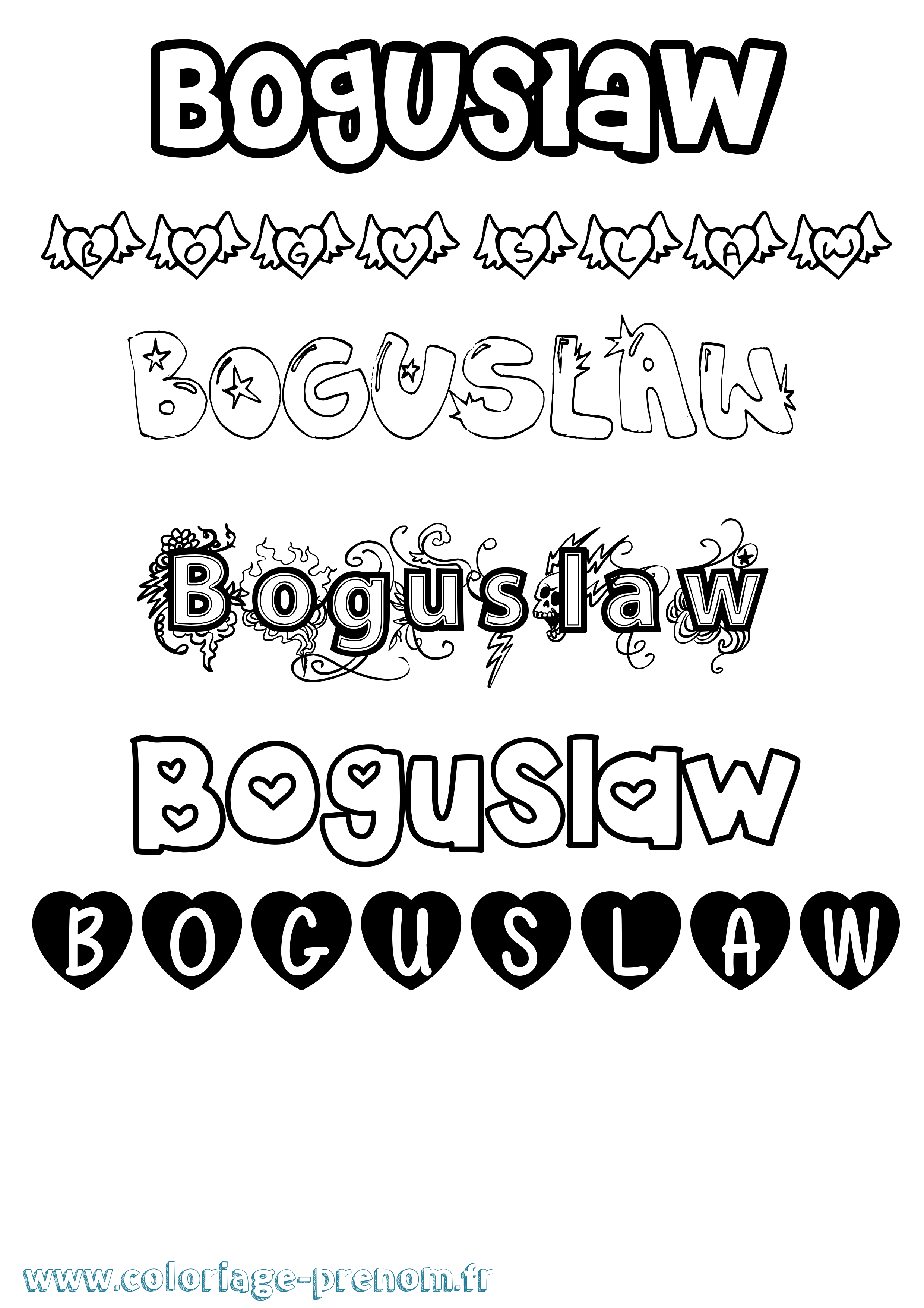 Coloriage prénom Boguslaw Girly