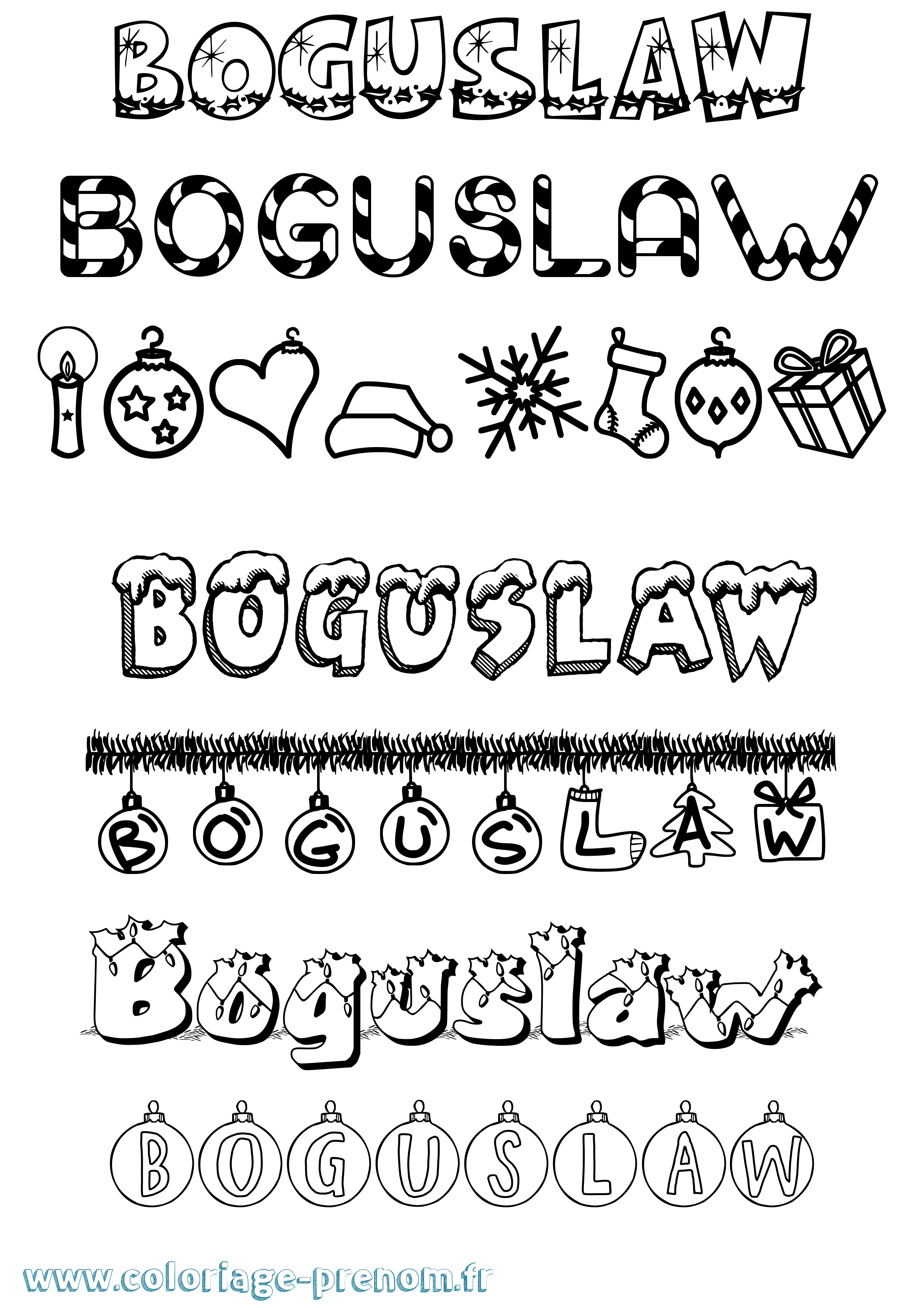 Coloriage prénom Boguslaw Noël