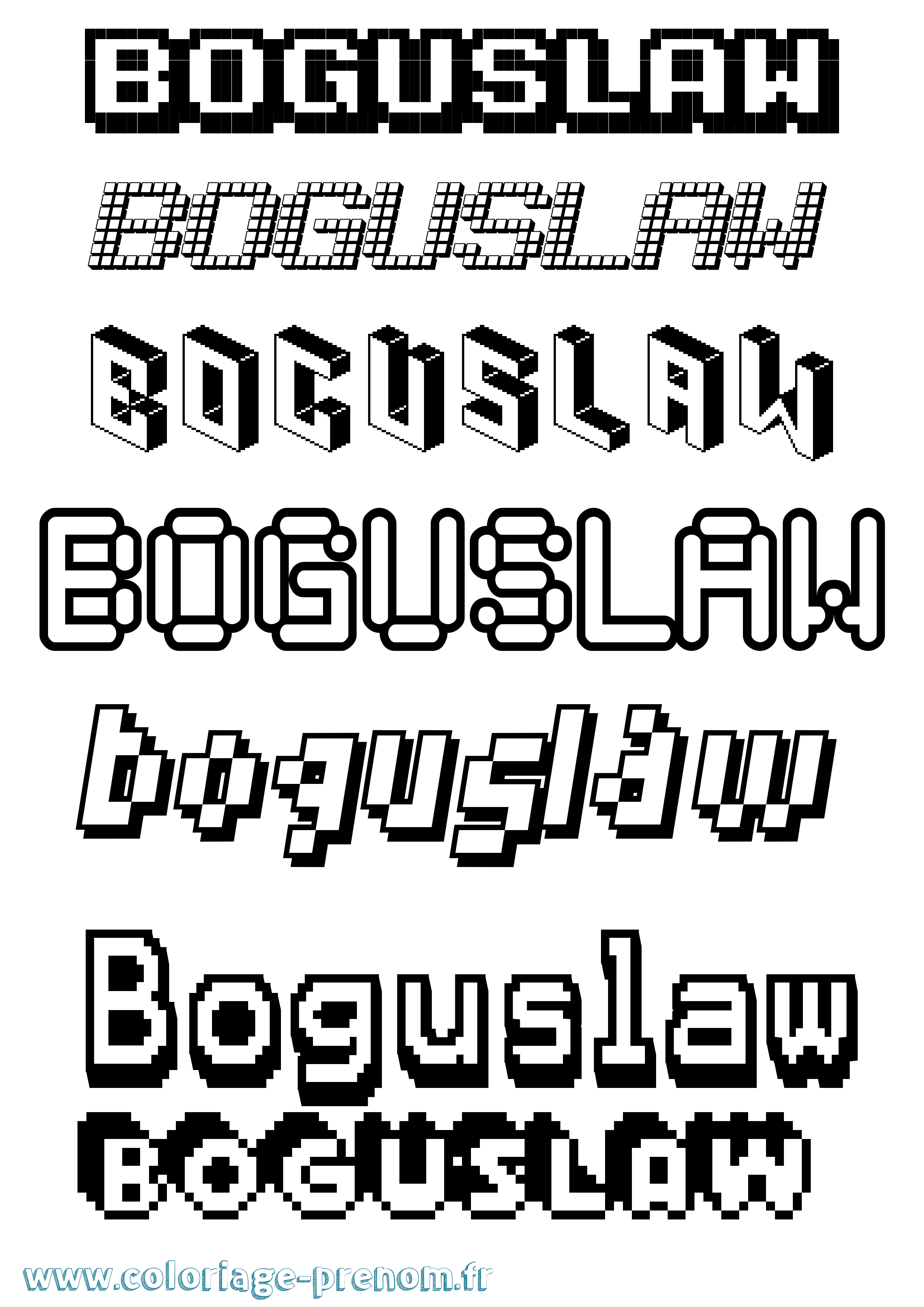 Coloriage prénom Boguslaw Pixel