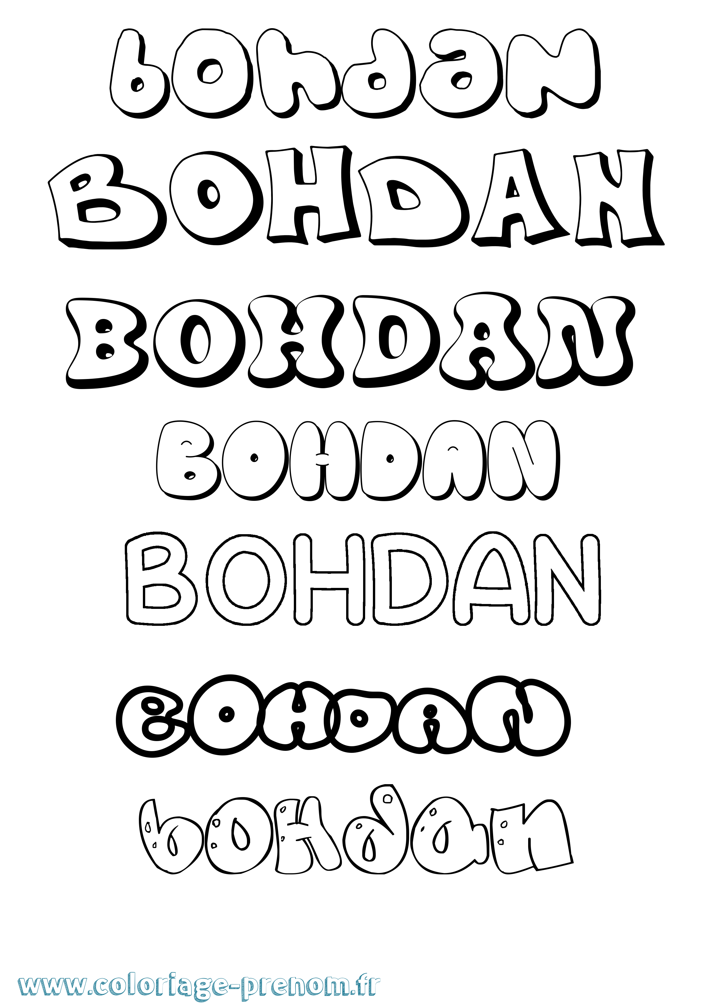 Coloriage prénom Bohdan Bubble