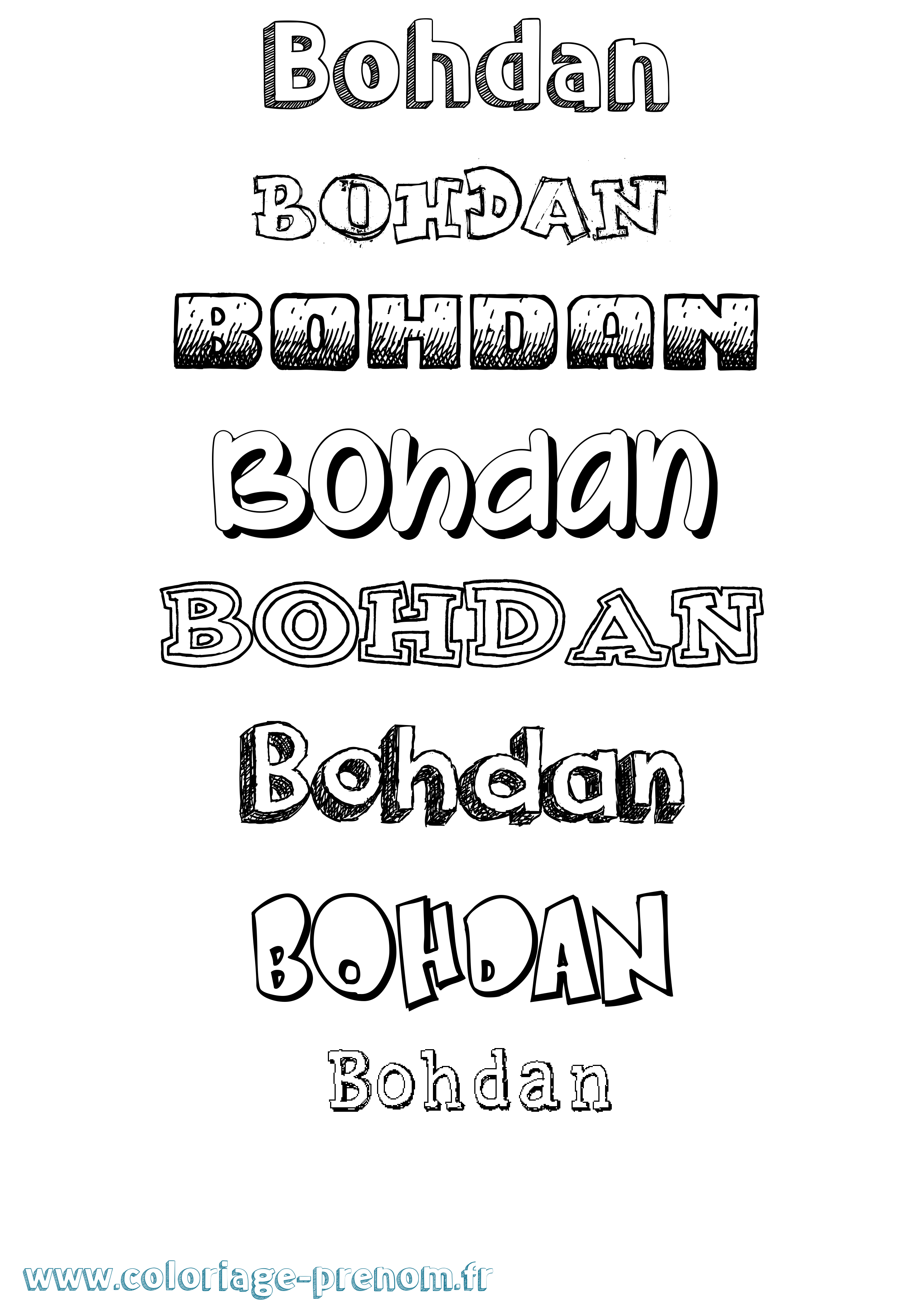 Coloriage prénom Bohdan Dessiné