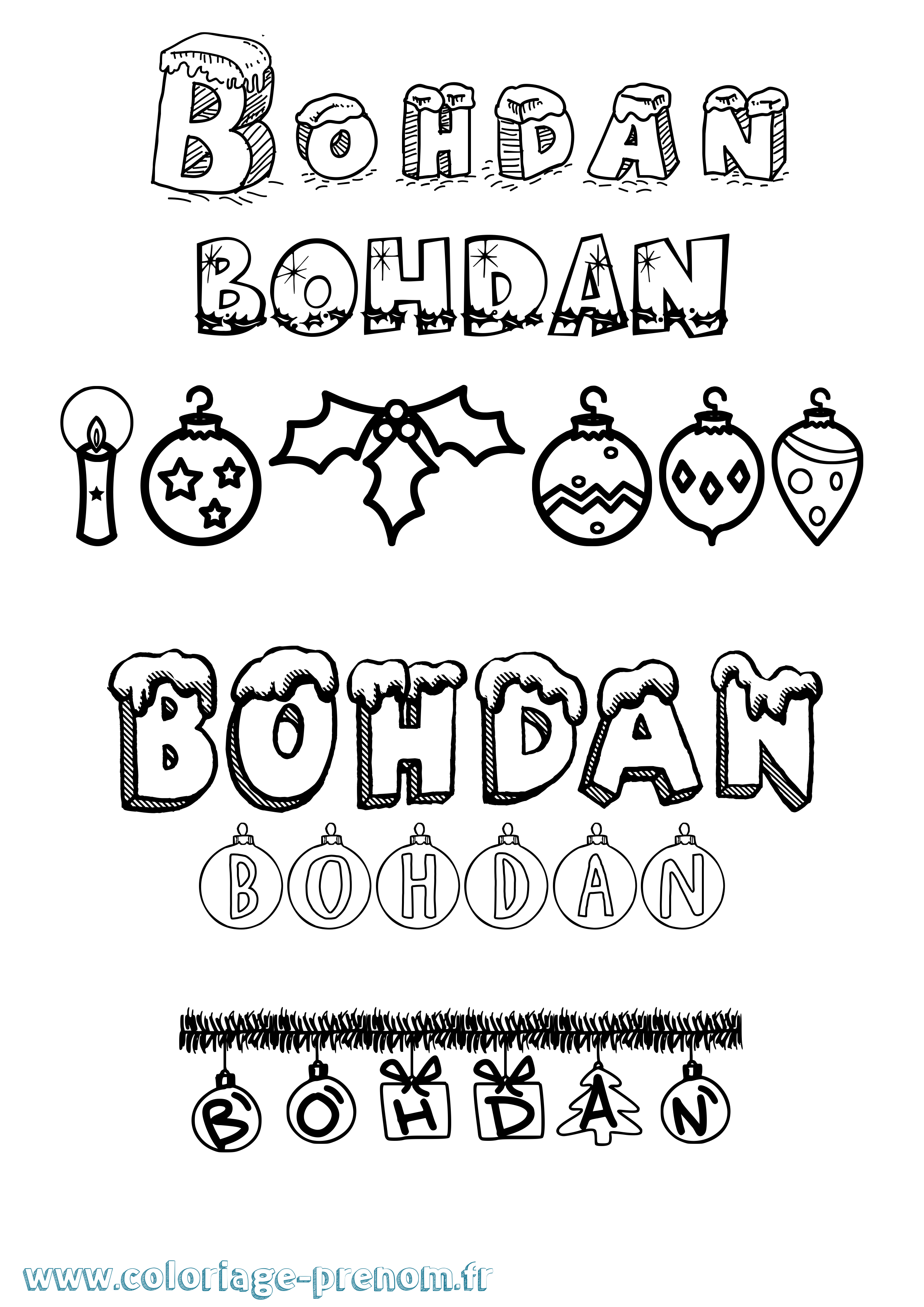 Coloriage prénom Bohdan Noël