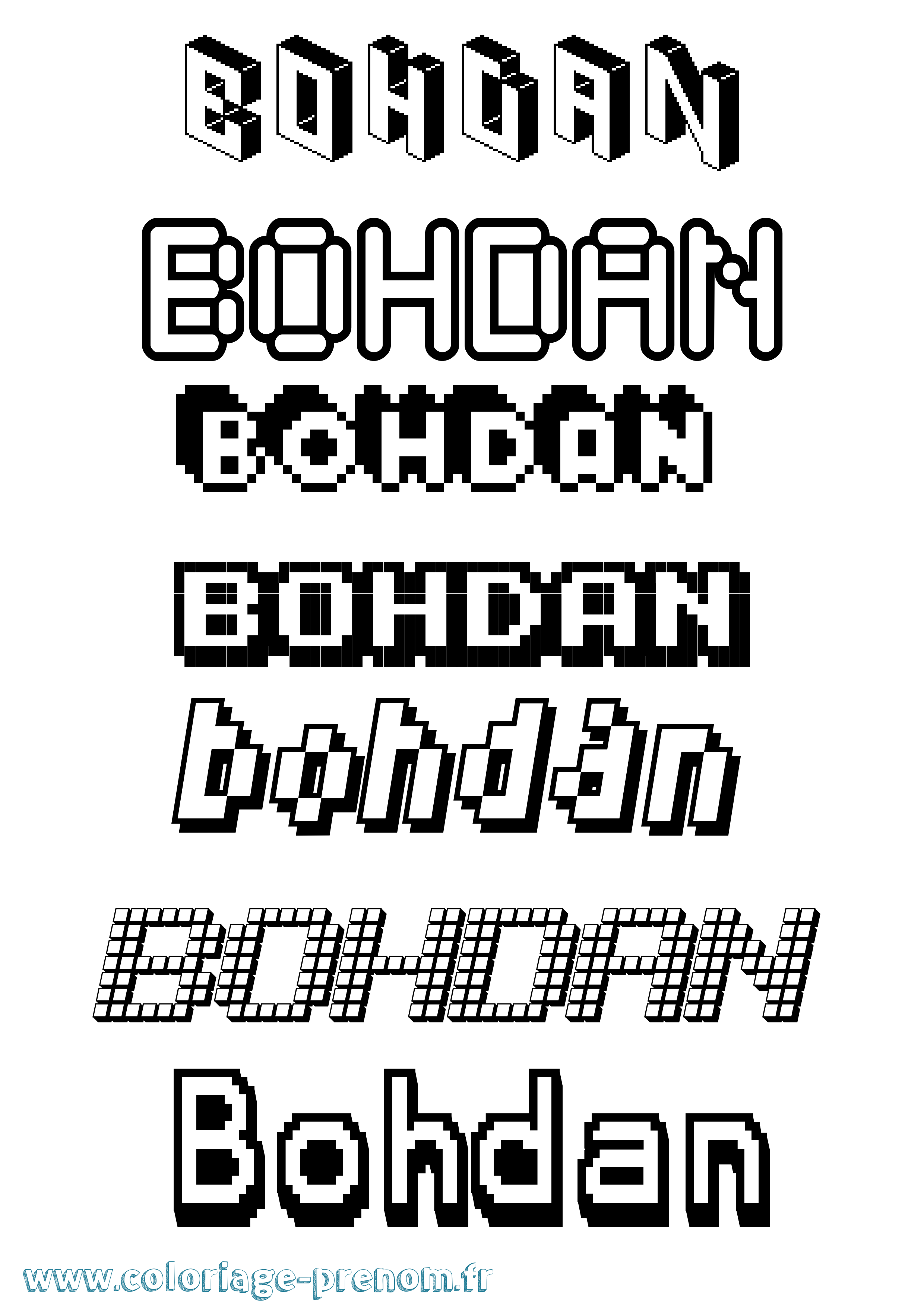 Coloriage prénom Bohdan Pixel