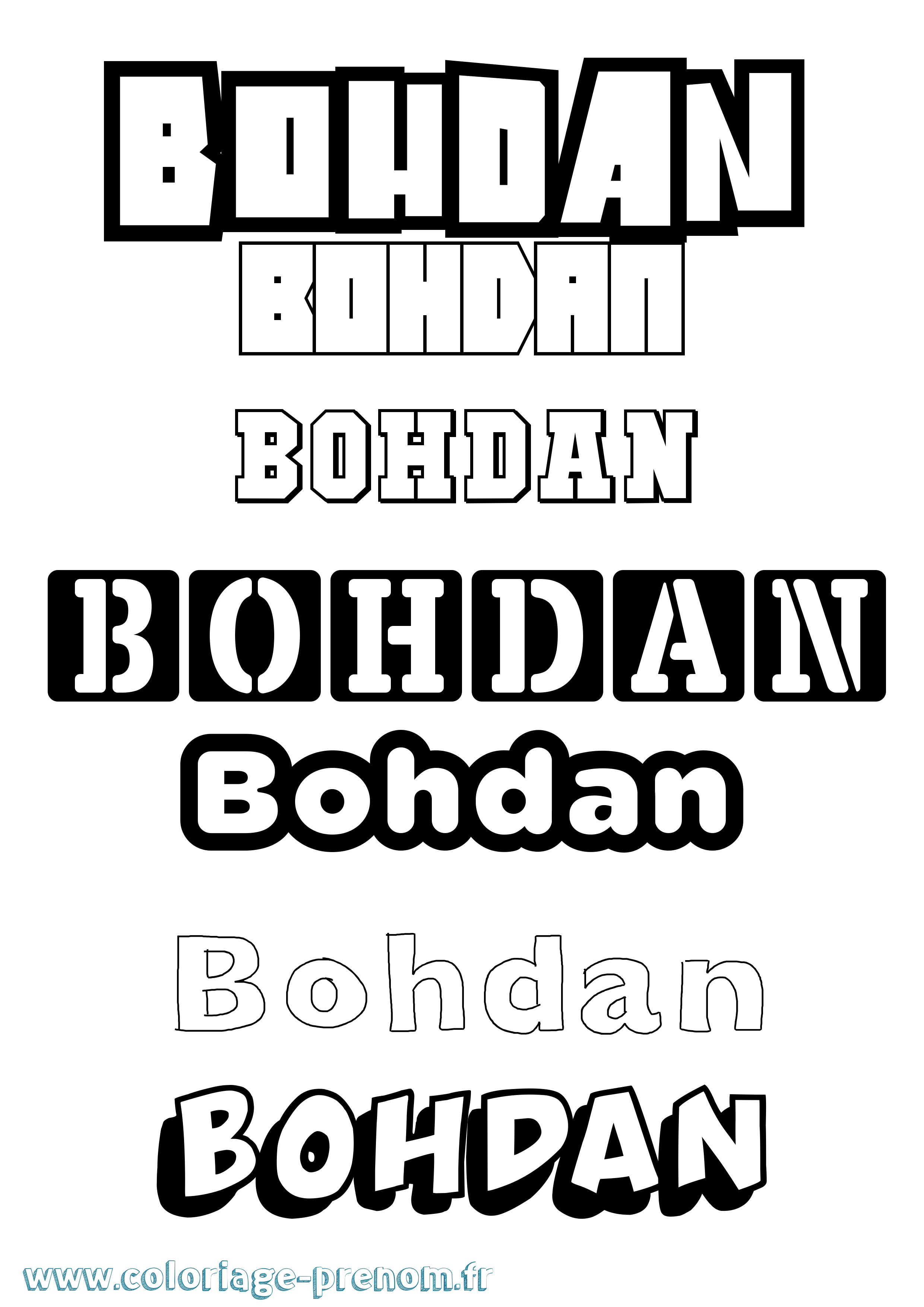 Coloriage prénom Bohdan Simple