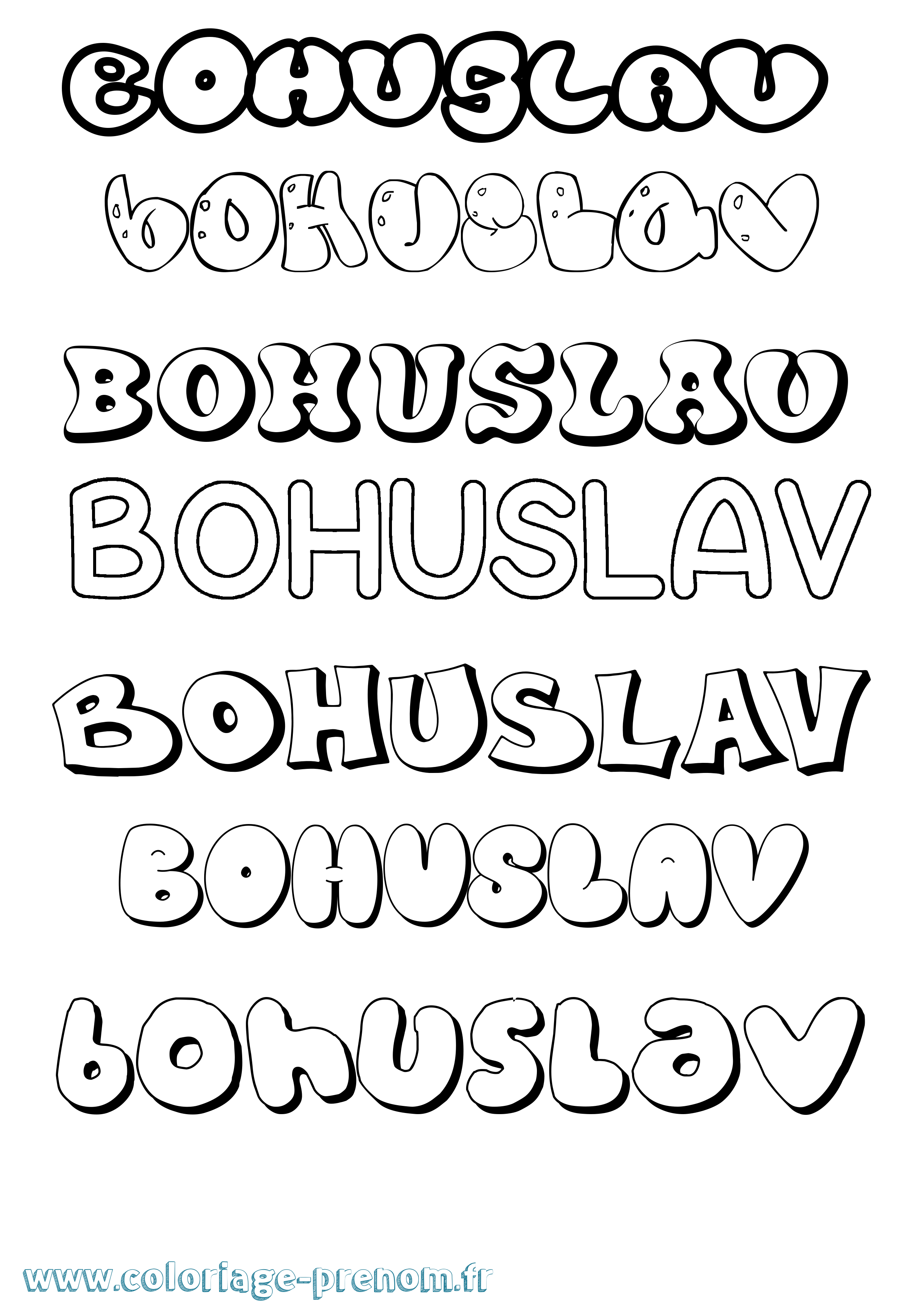 Coloriage prénom Bohuslav Bubble