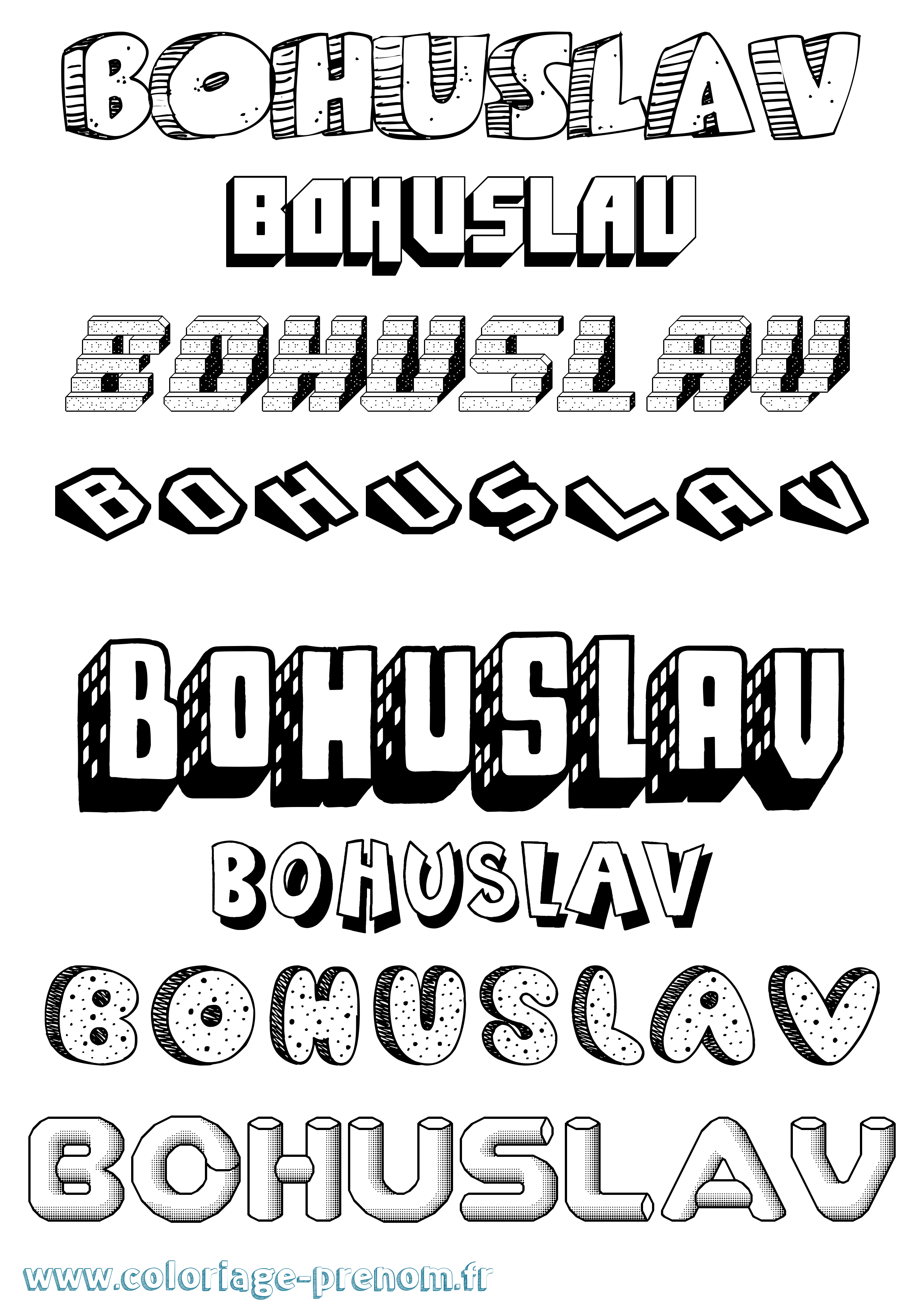 Coloriage prénom Bohuslav Effet 3D