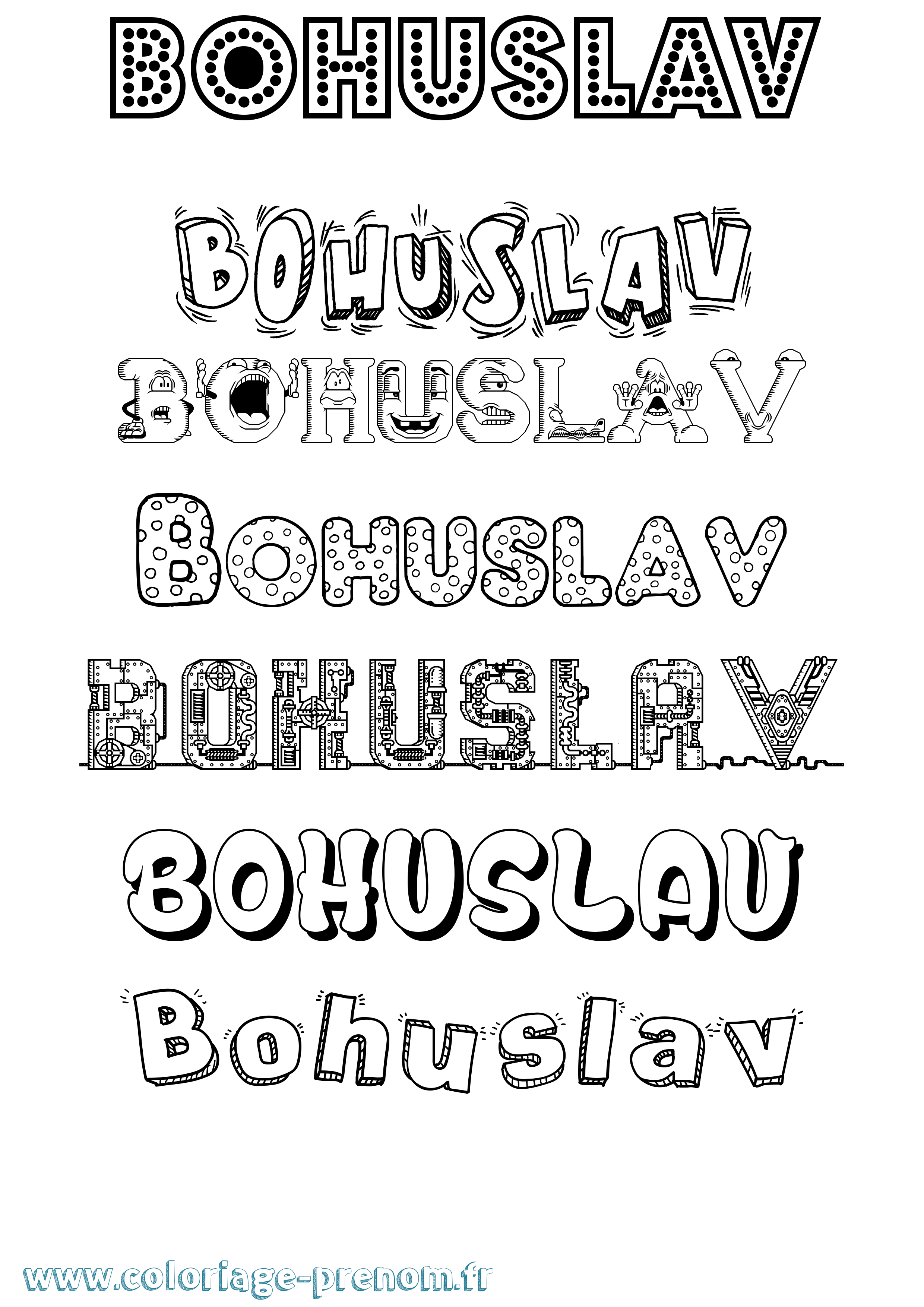 Coloriage prénom Bohuslav Fun
