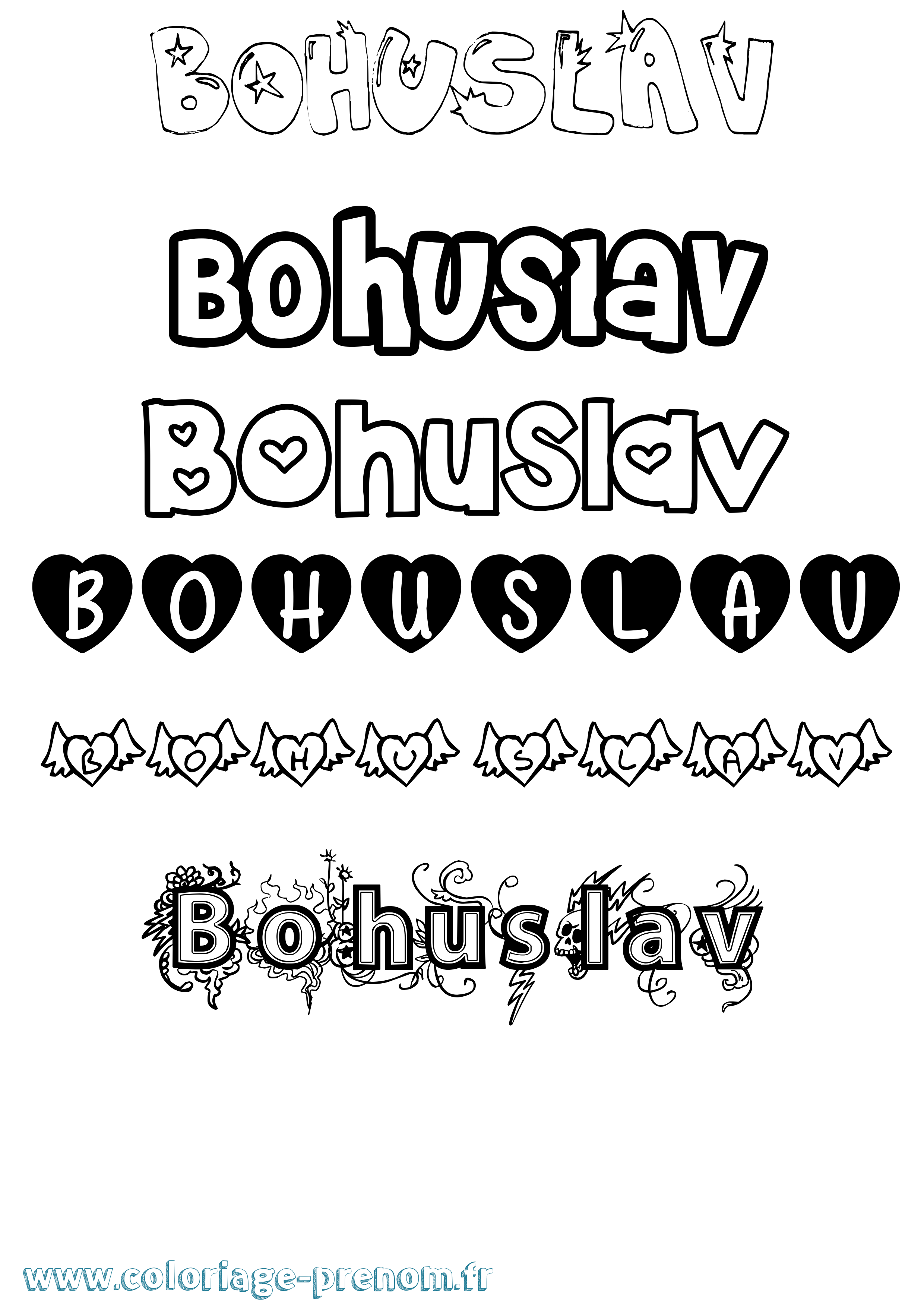 Coloriage prénom Bohuslav Girly