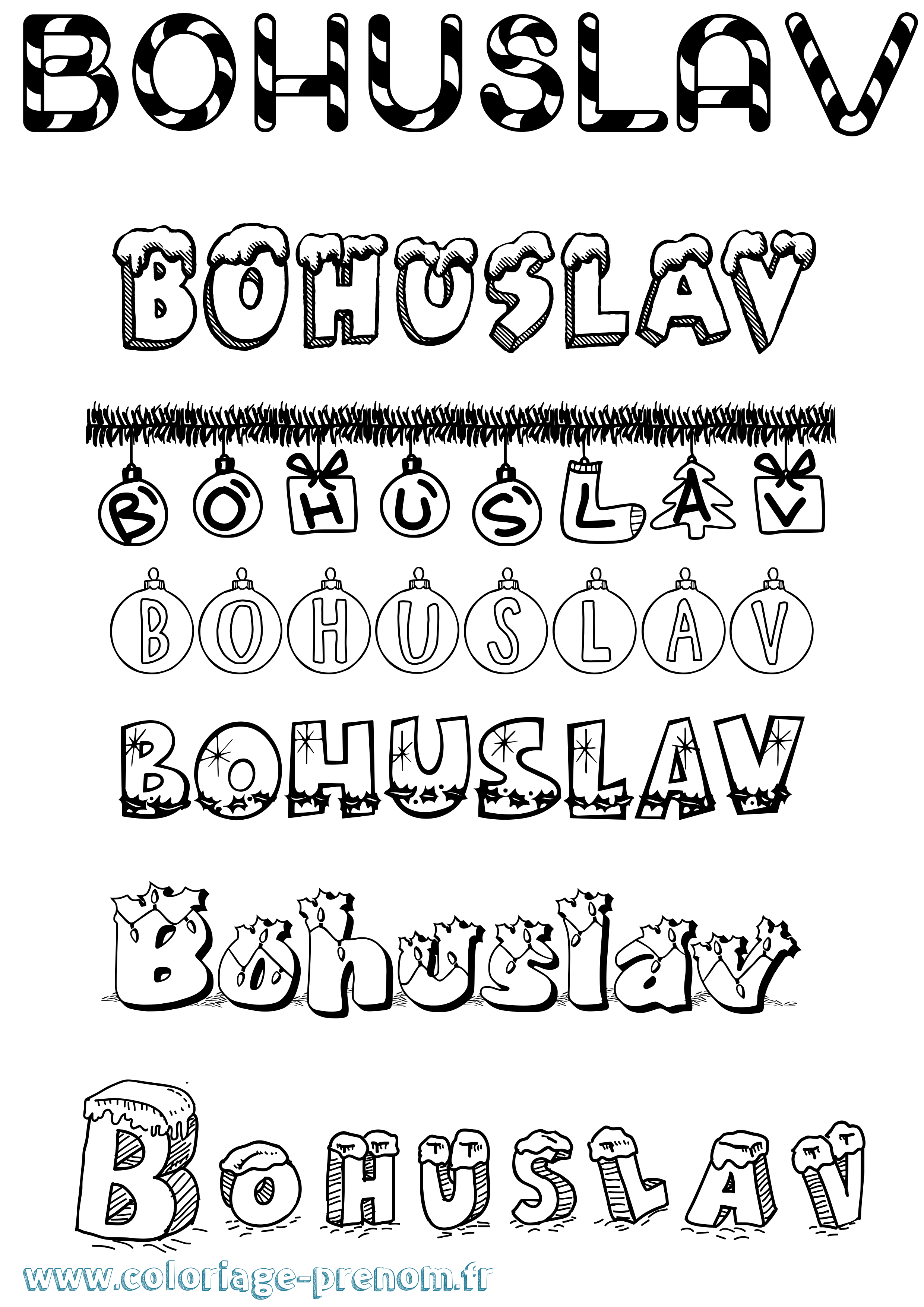 Coloriage prénom Bohuslav Noël
