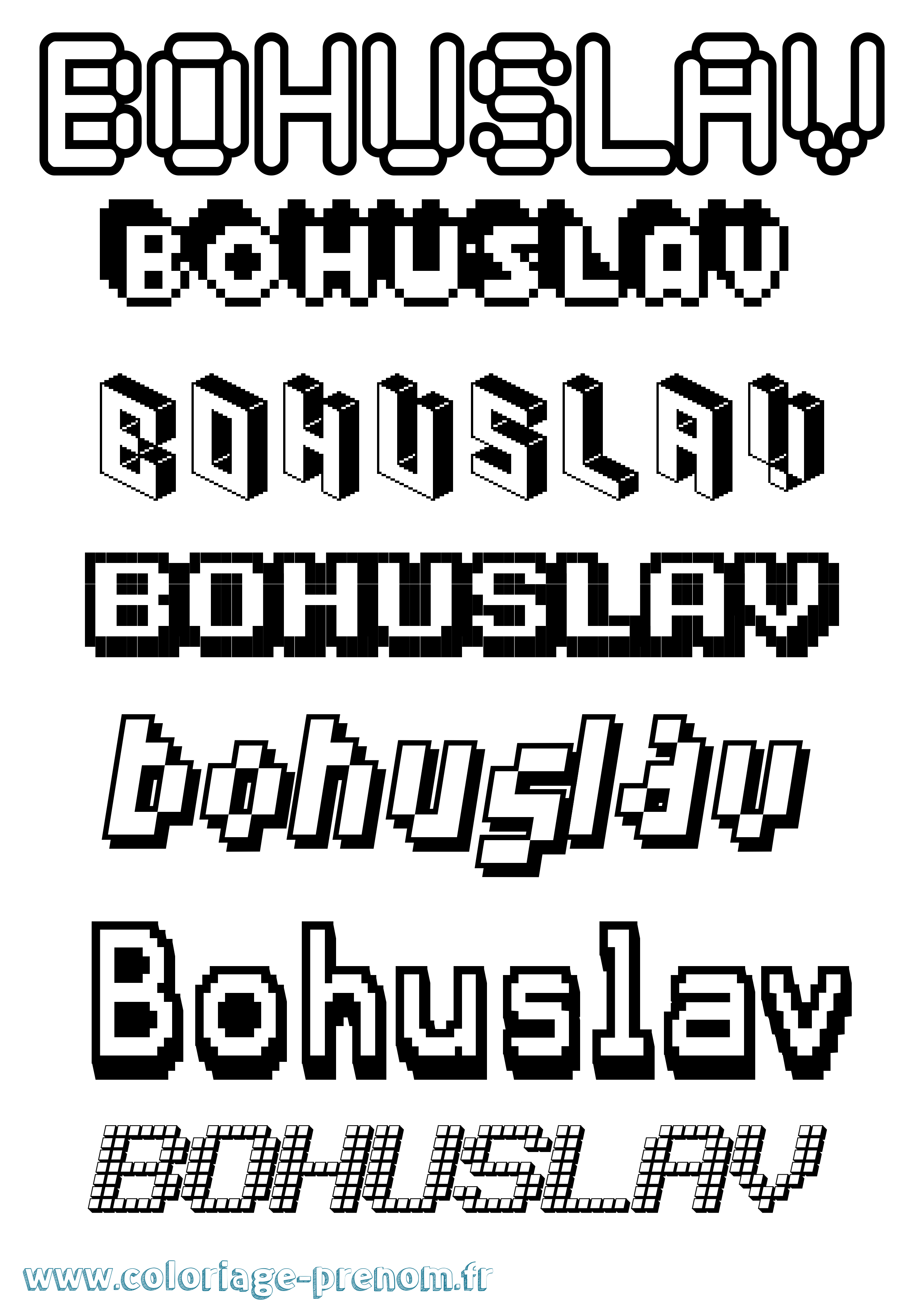 Coloriage prénom Bohuslav Pixel