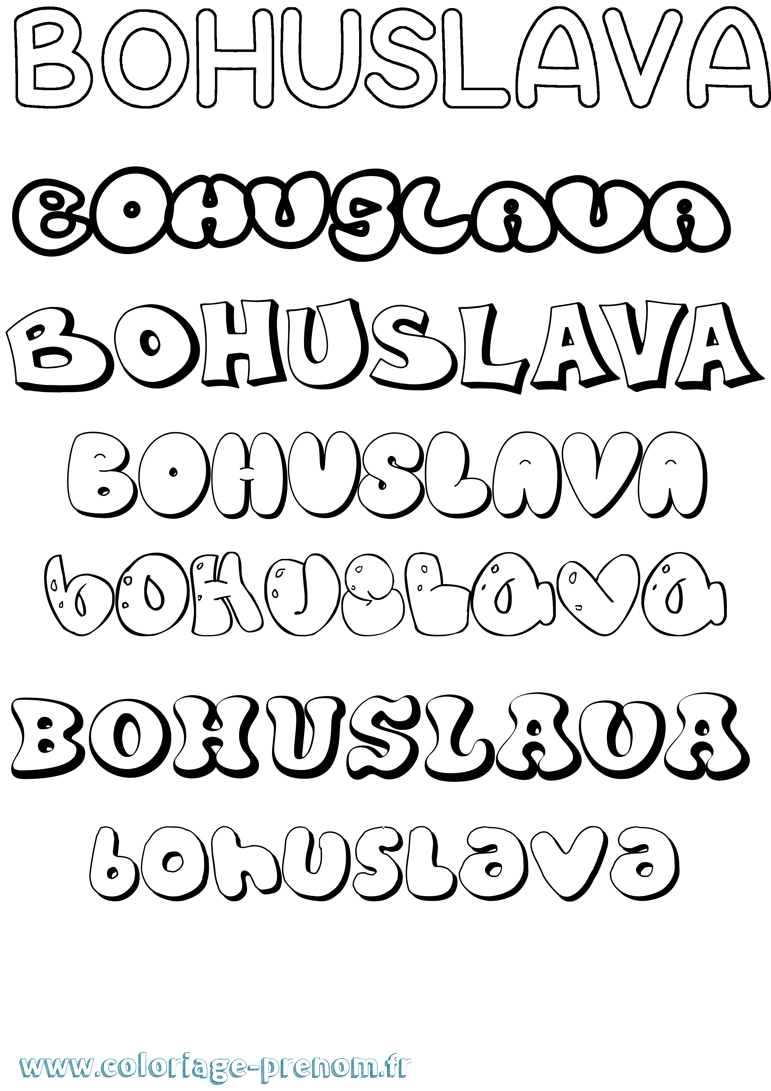 Coloriage prénom Bohuslava Bubble