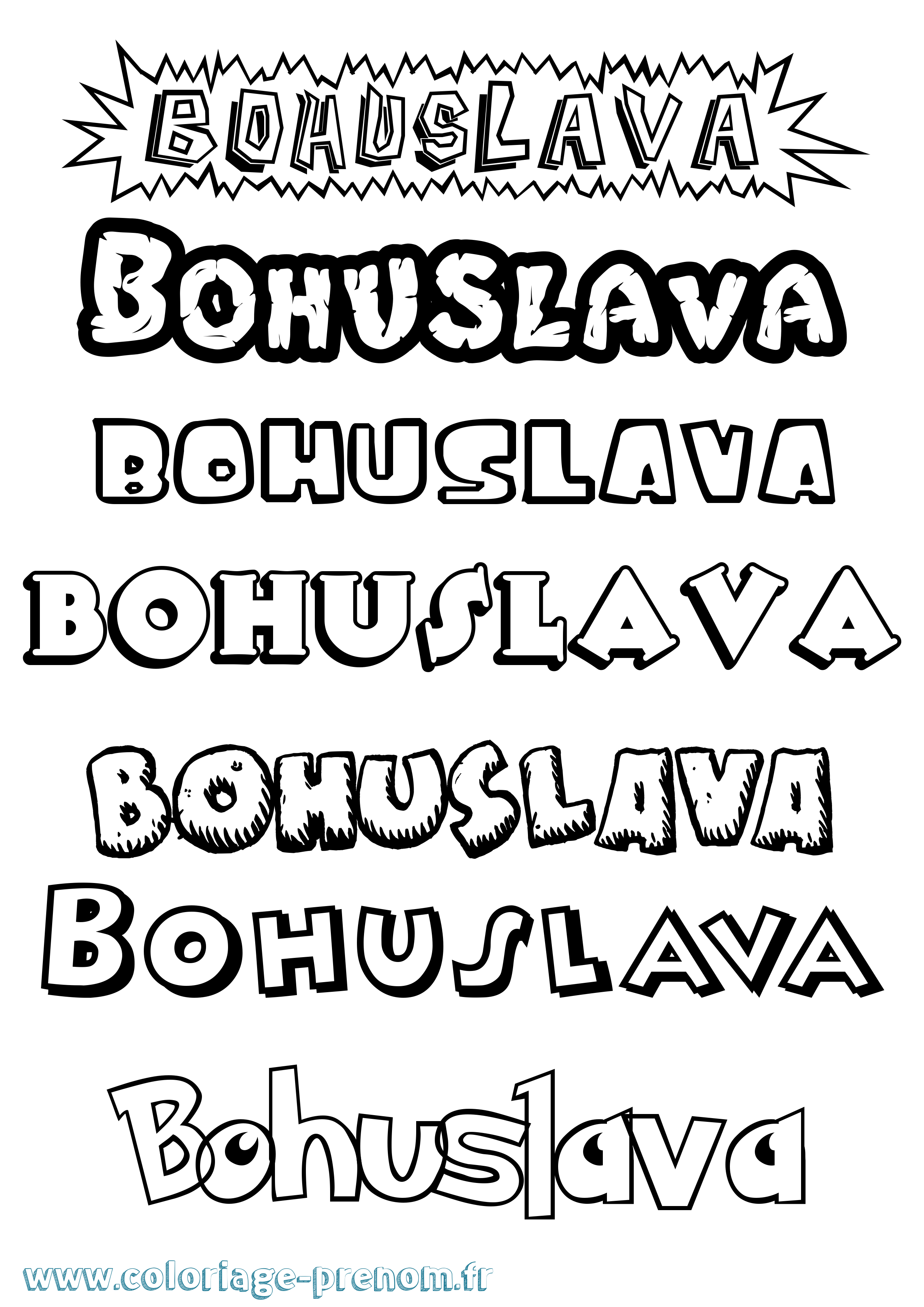 Coloriage Bohuslava Dessin Animé Coloriage prénom Bohuslava Dessin Animé