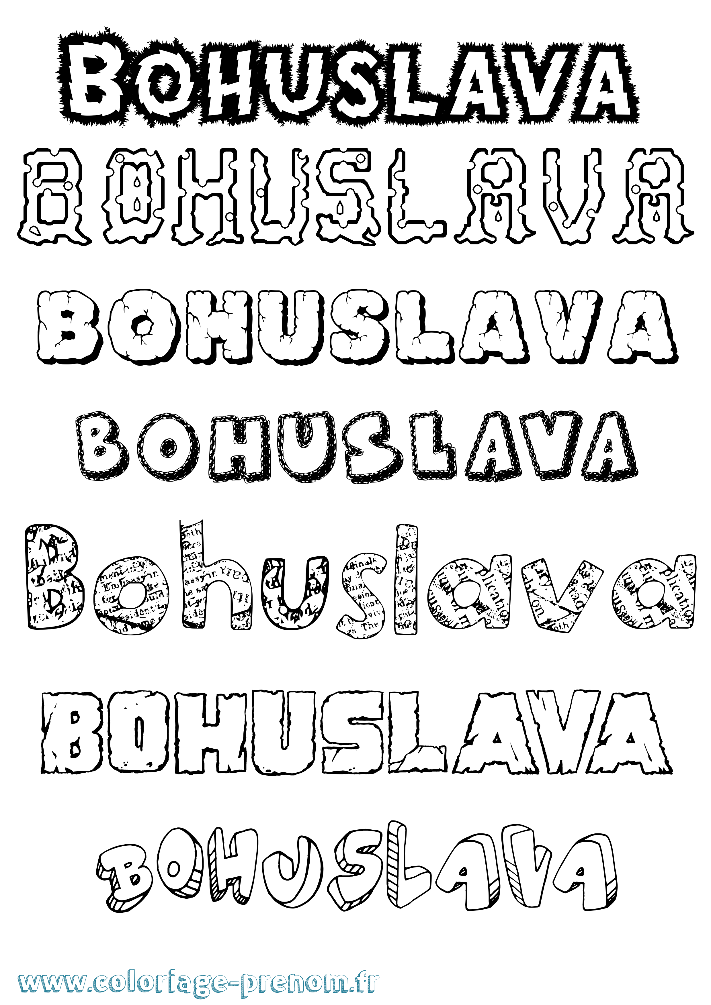 Coloriage Bohuslava Destructuré Coloriage prénom Bohuslava Destructuré