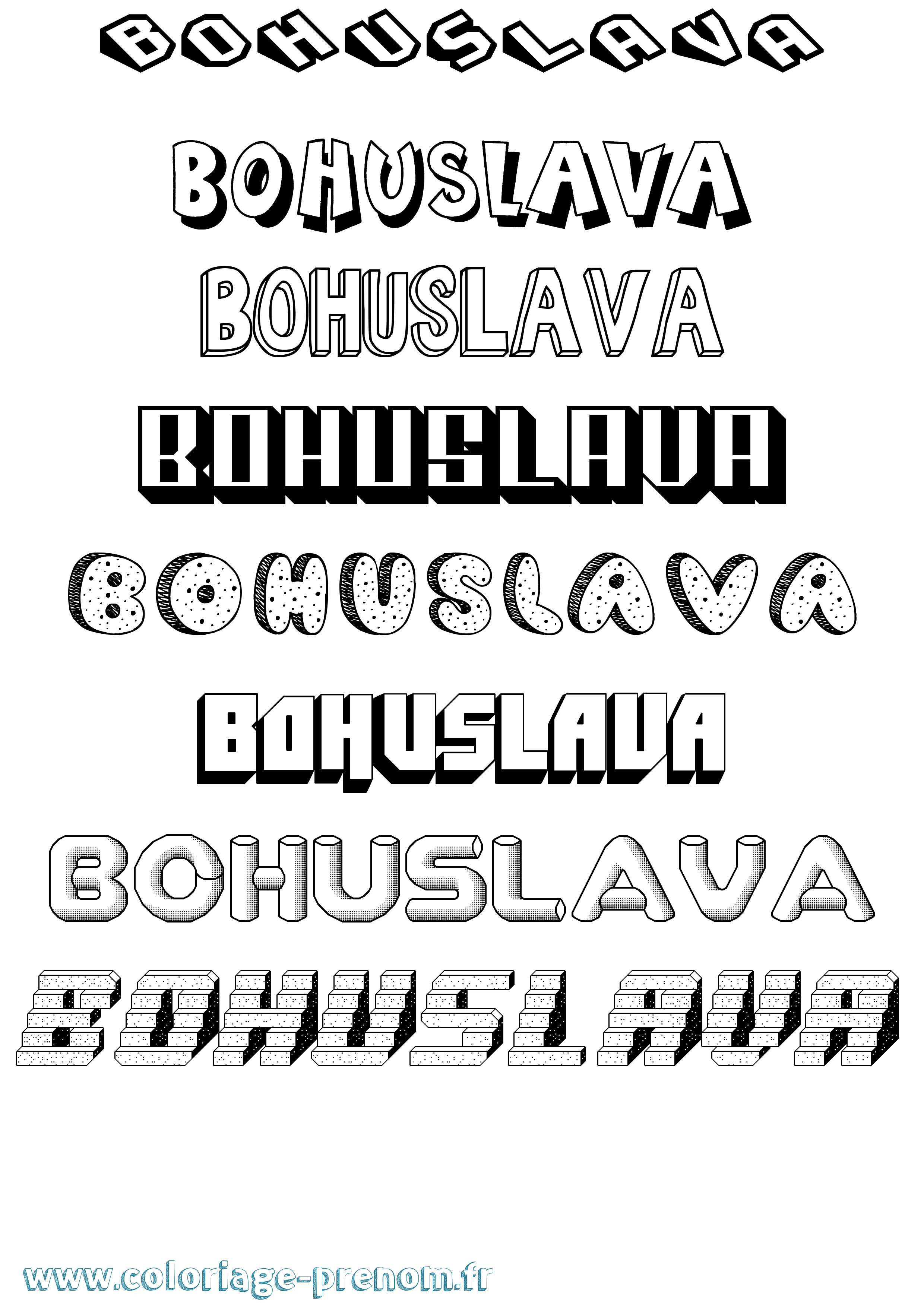 Coloriage Bohuslava Effet 3D Coloriage prénom Bohuslava Effet 3D