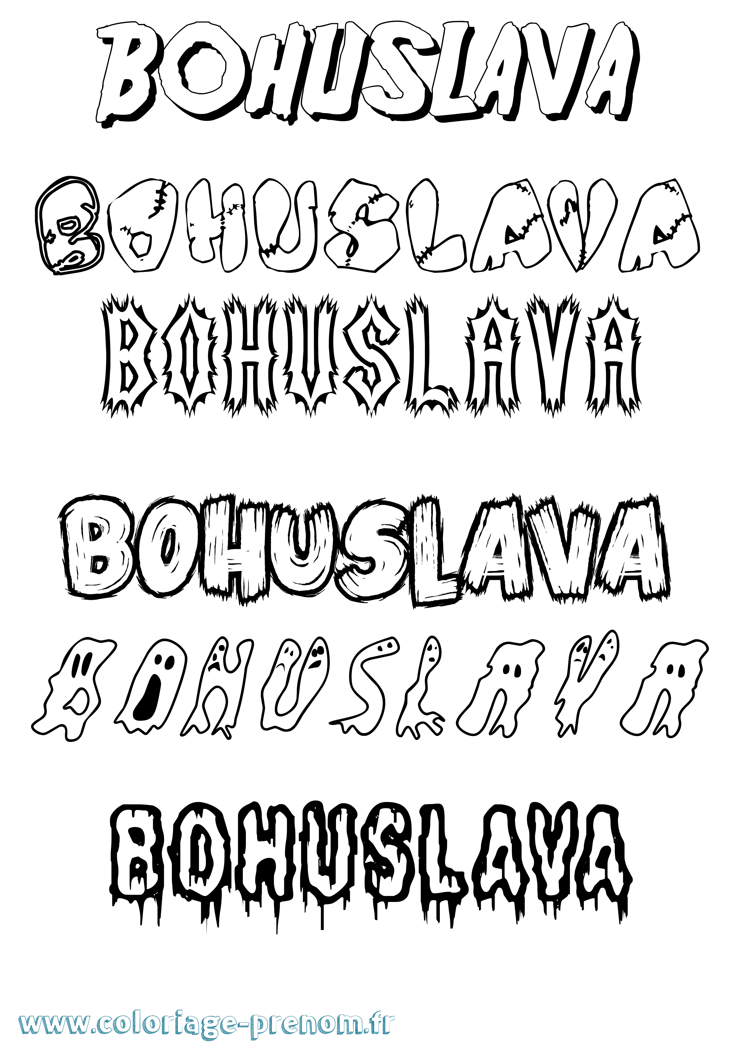 Coloriage Bohuslava Frisson Coloriage prénom Bohuslava Frisson