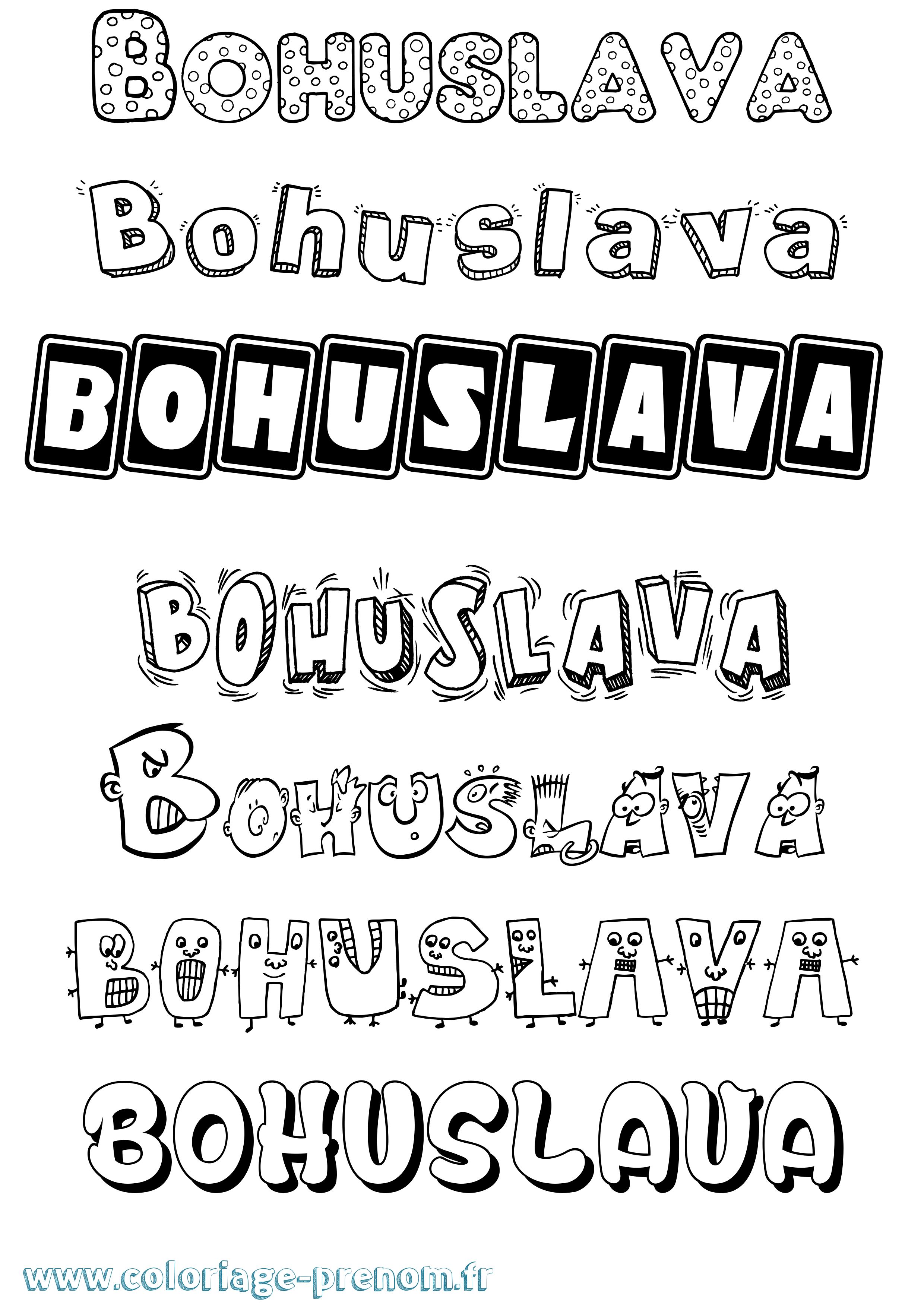 Coloriage prénom Bohuslava Fun