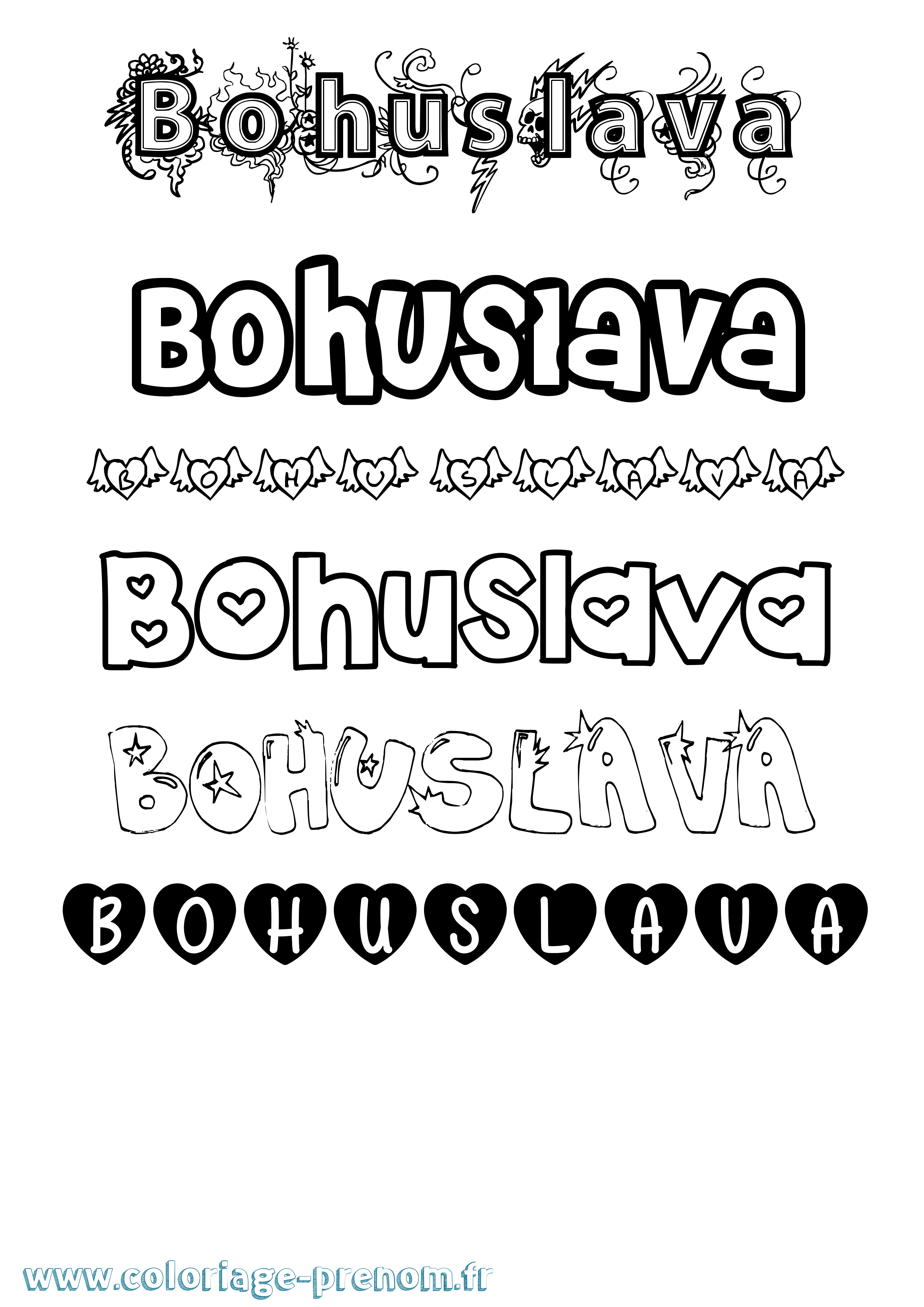 Coloriage prénom Bohuslava Girly