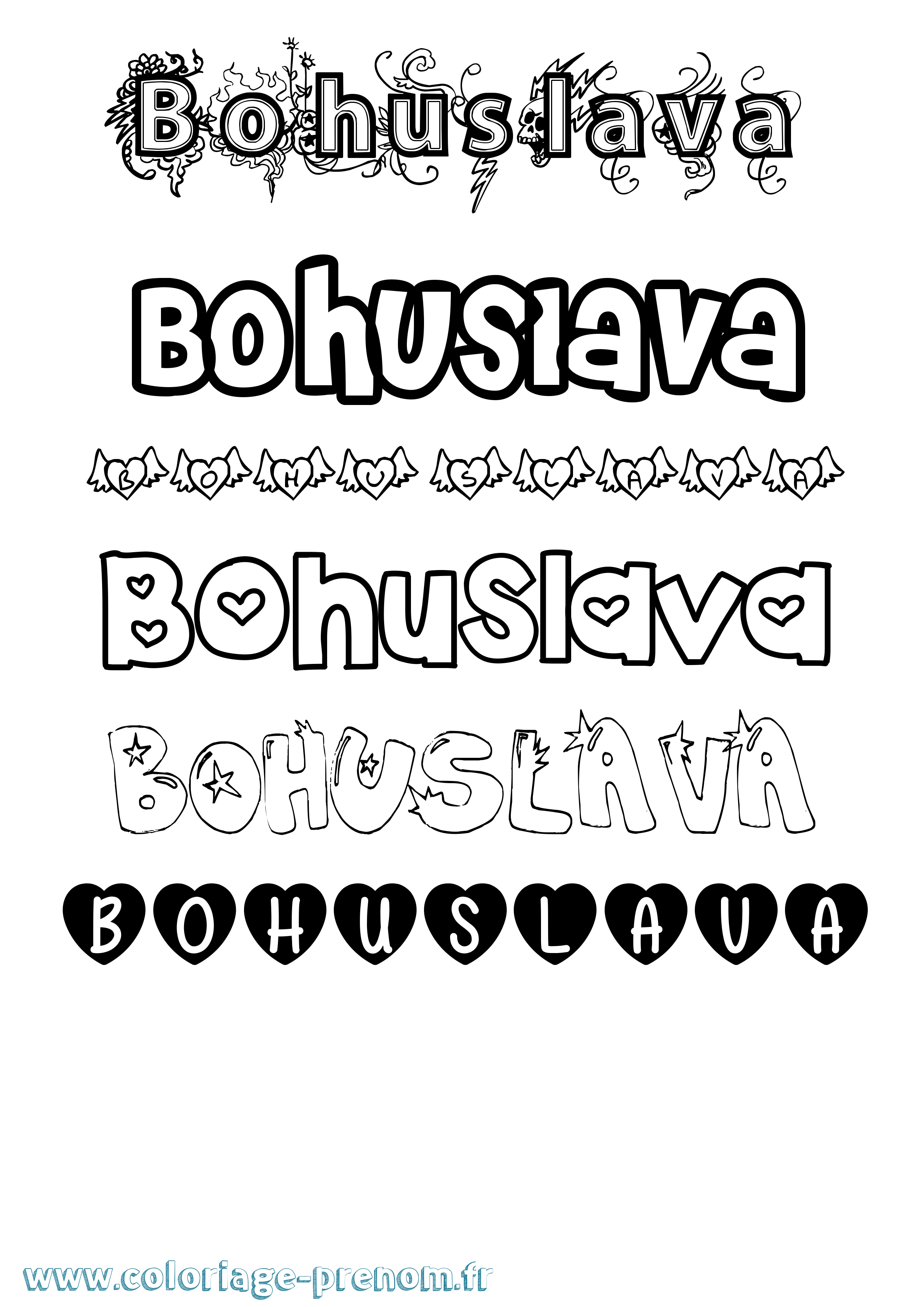 Coloriage Bohuslava Girly Coloriage prénom Bohuslava Girly