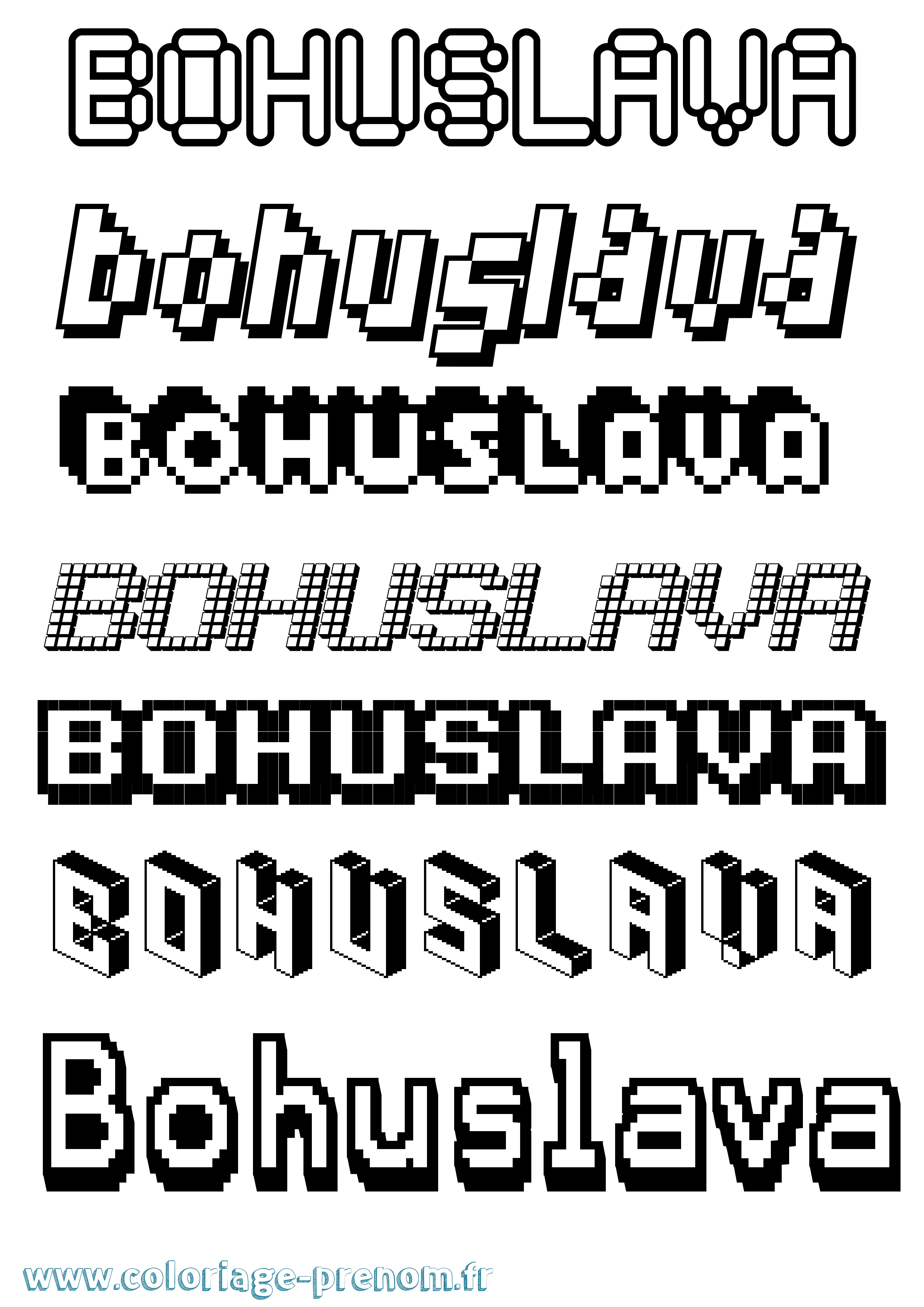 Coloriage Bohuslava Pixel Coloriage prénom Bohuslava Pixel
