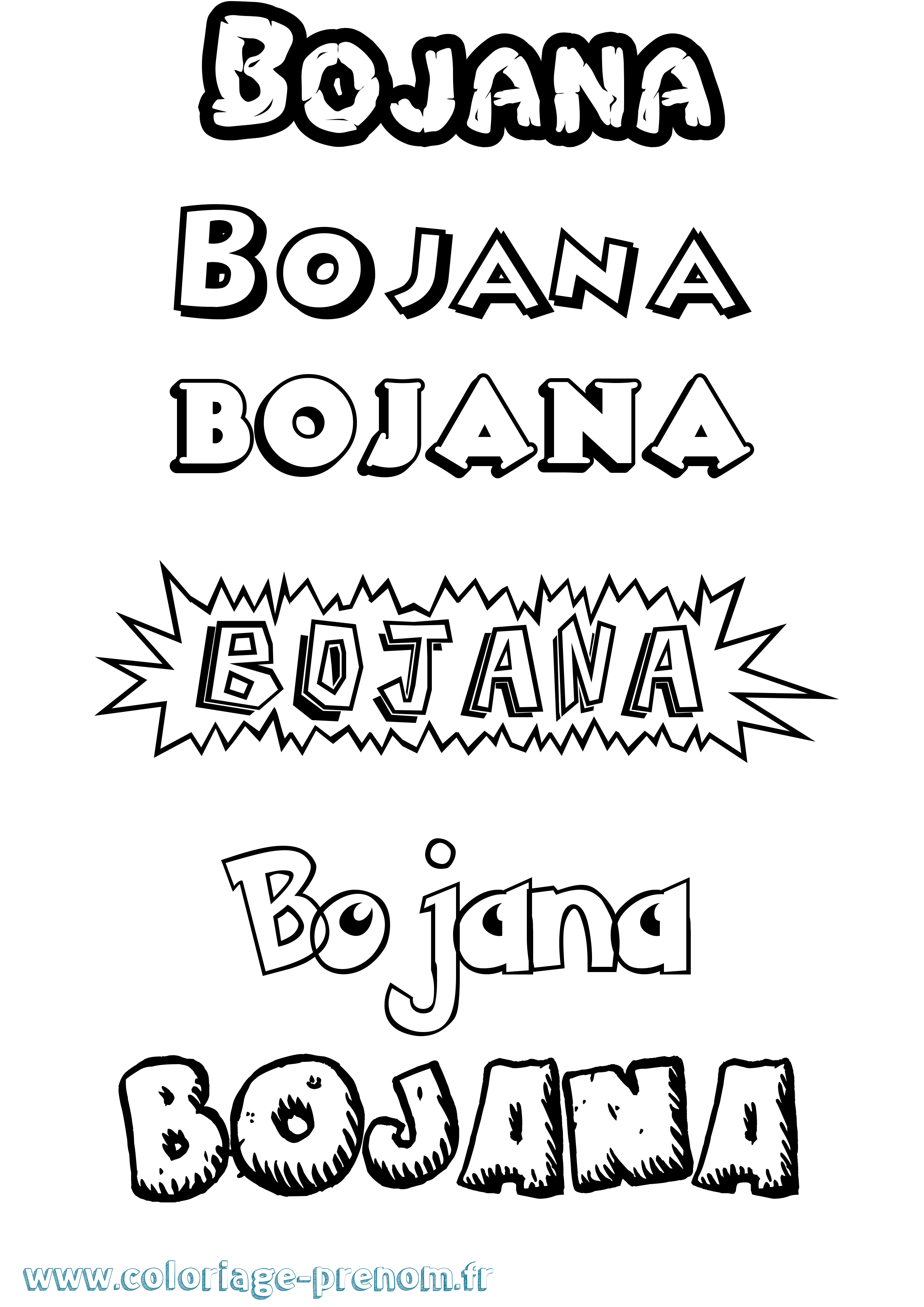 Coloriage prénom Bojana Dessin Animé