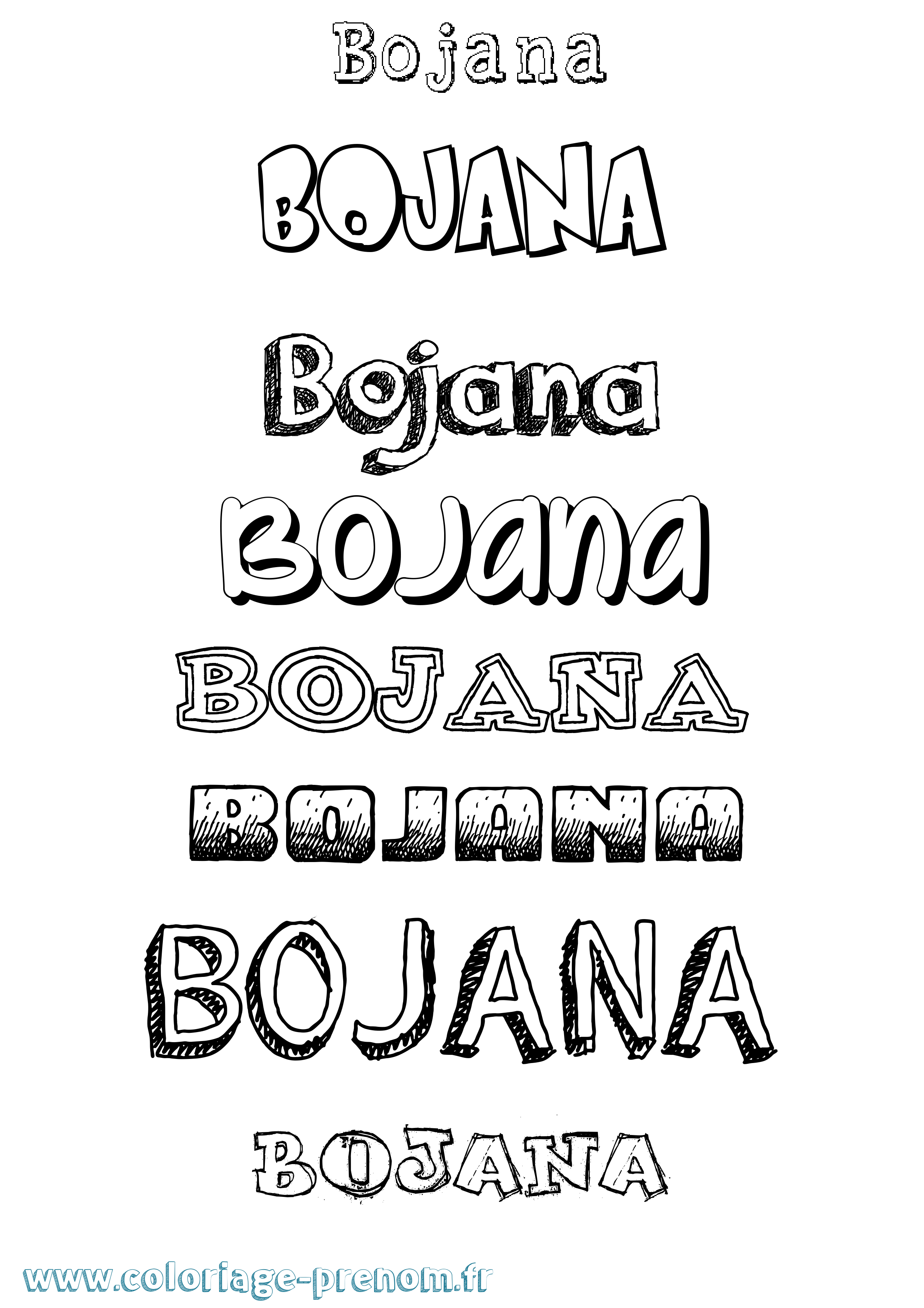 Coloriage prénom Bojana Dessiné