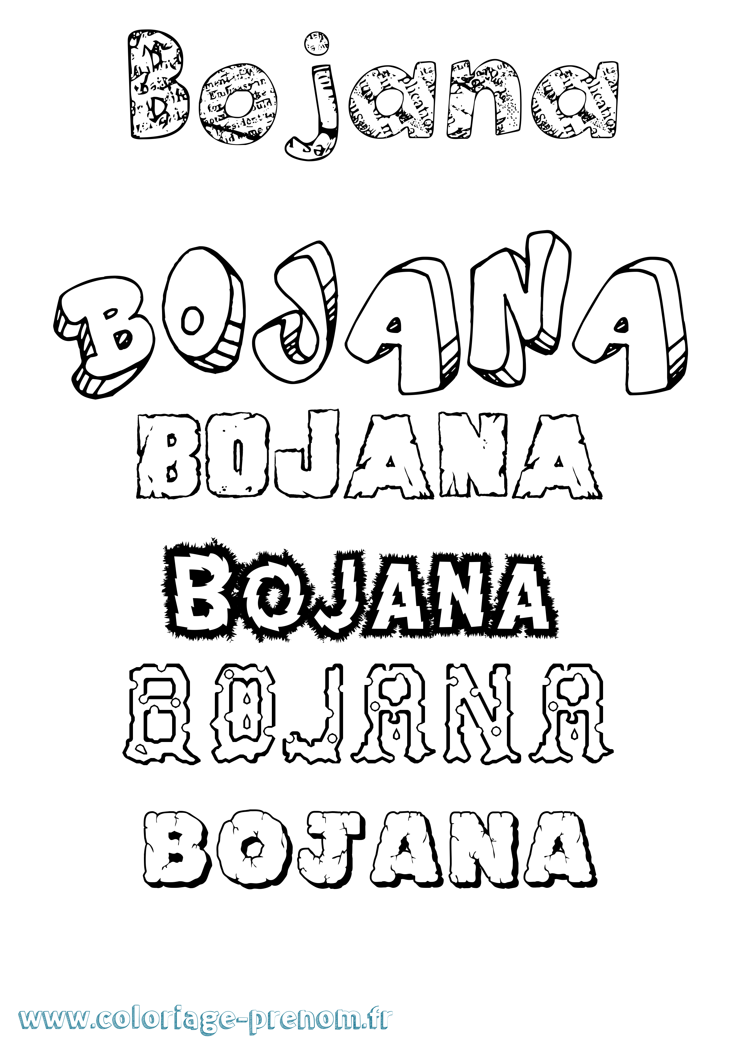 Coloriage prénom Bojana Destructuré